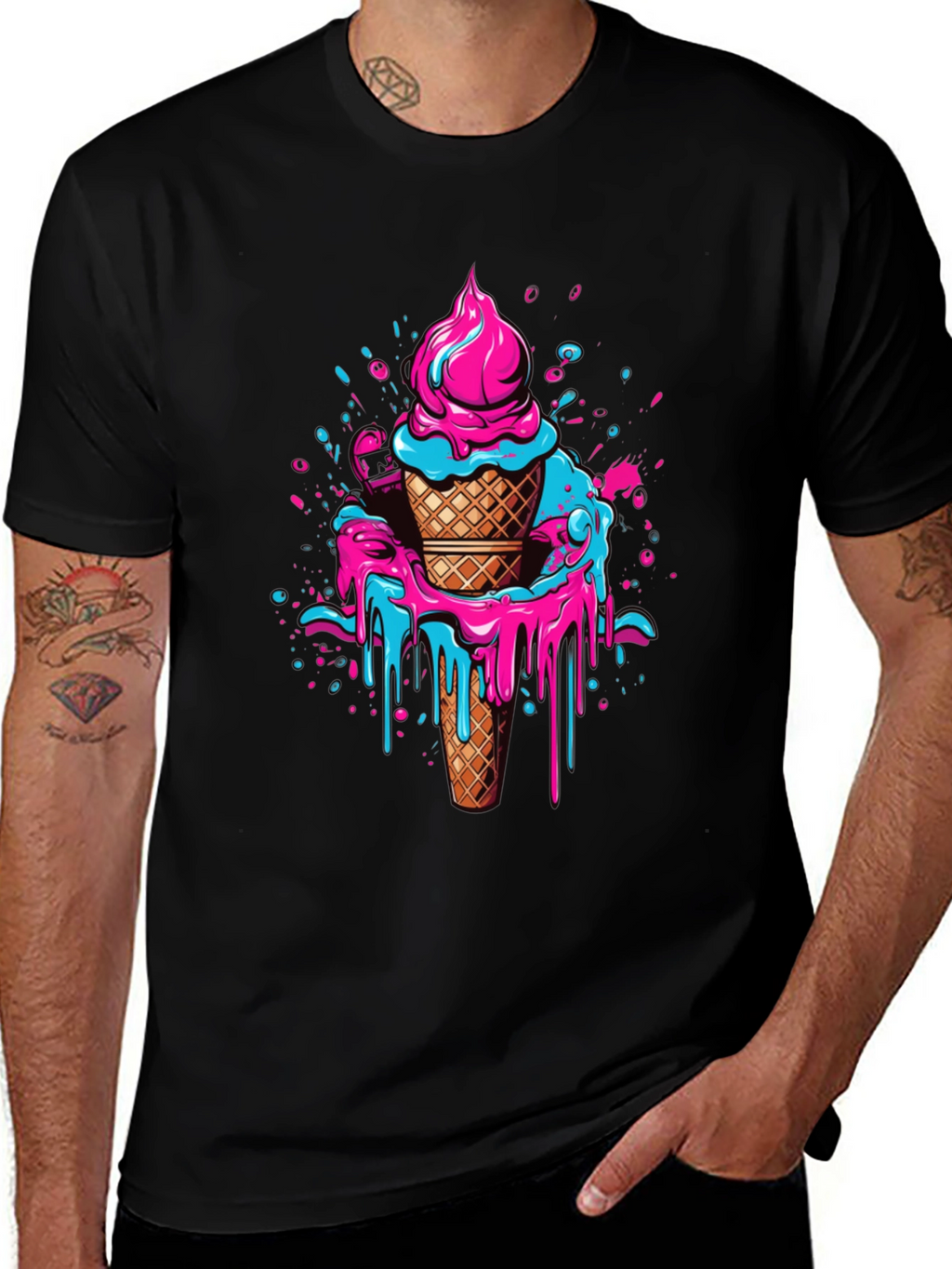 Ice Cream Drip Graphic Tee - Cool Casual Style