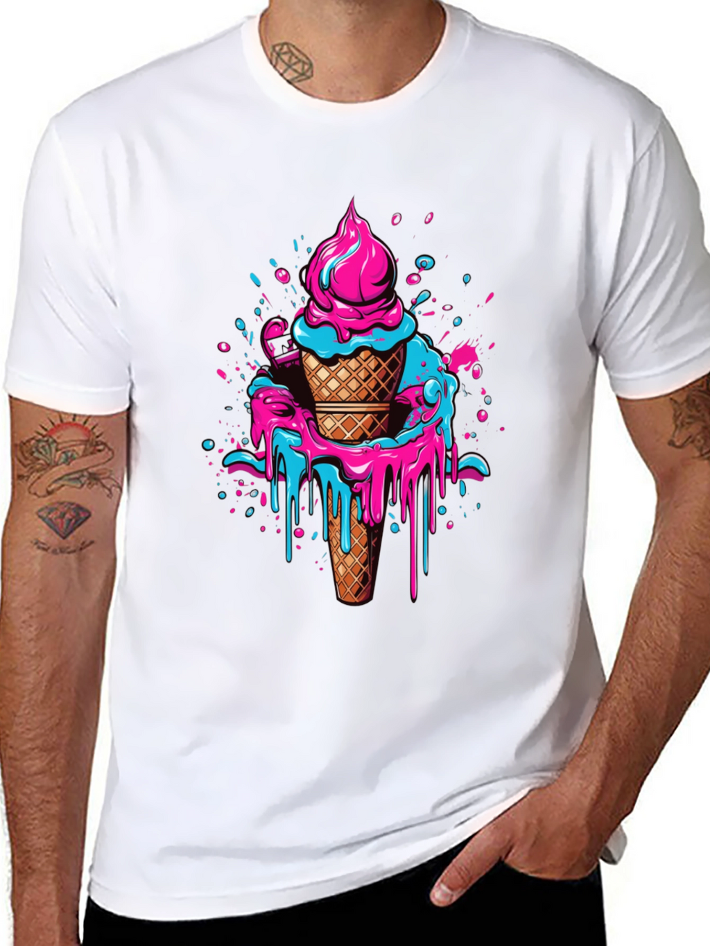 Ice Cream Drip Graphic Tee - Cool Casual Style