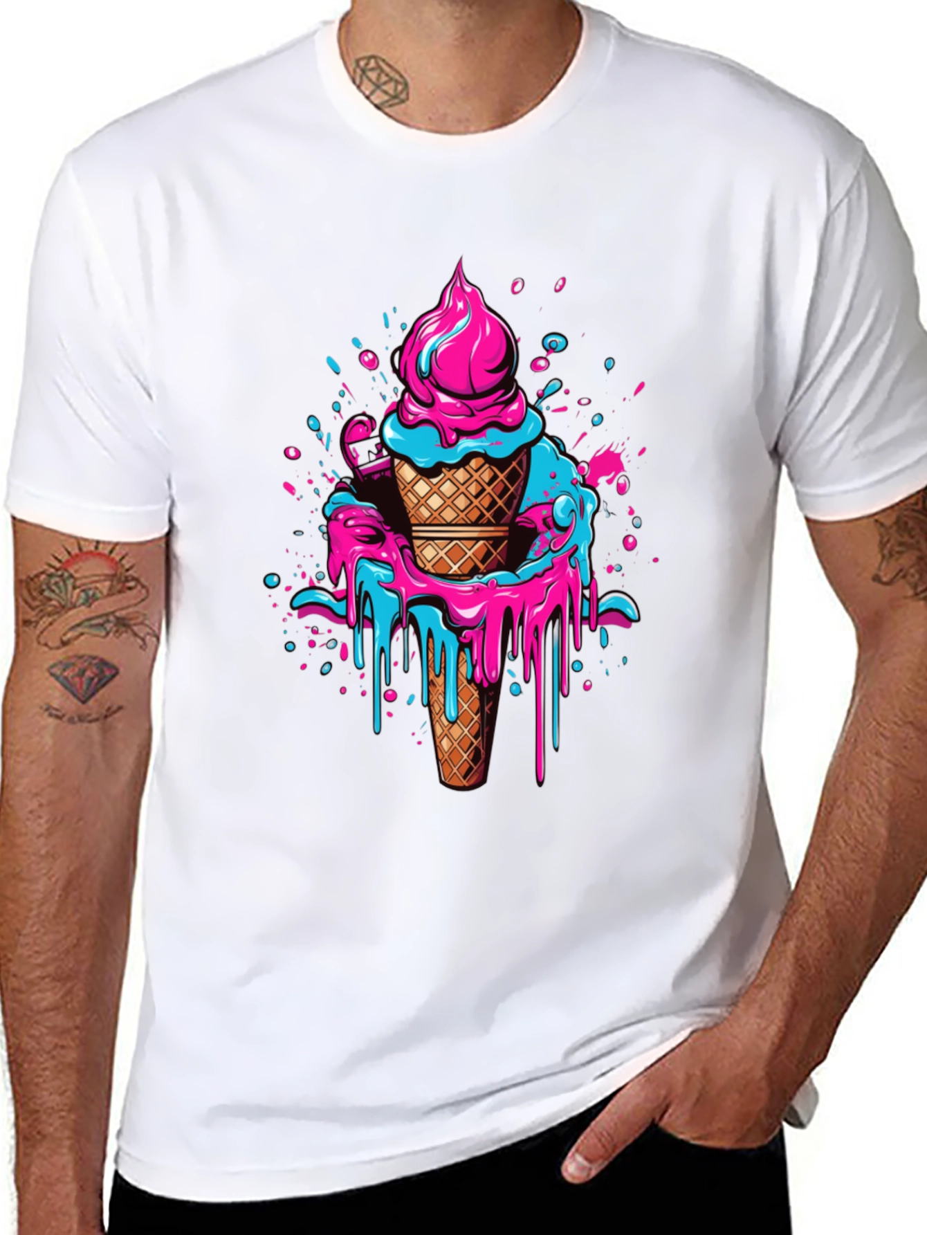 Ice Cream Drip Graphic Tee - Cool Casual Style