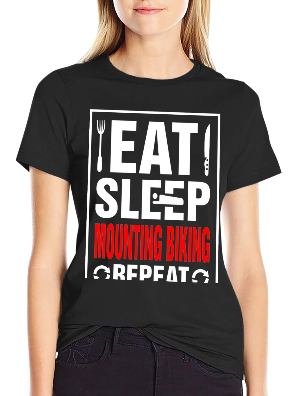 Eat Sleep Mountain Biking Repeat Graphic Tee
