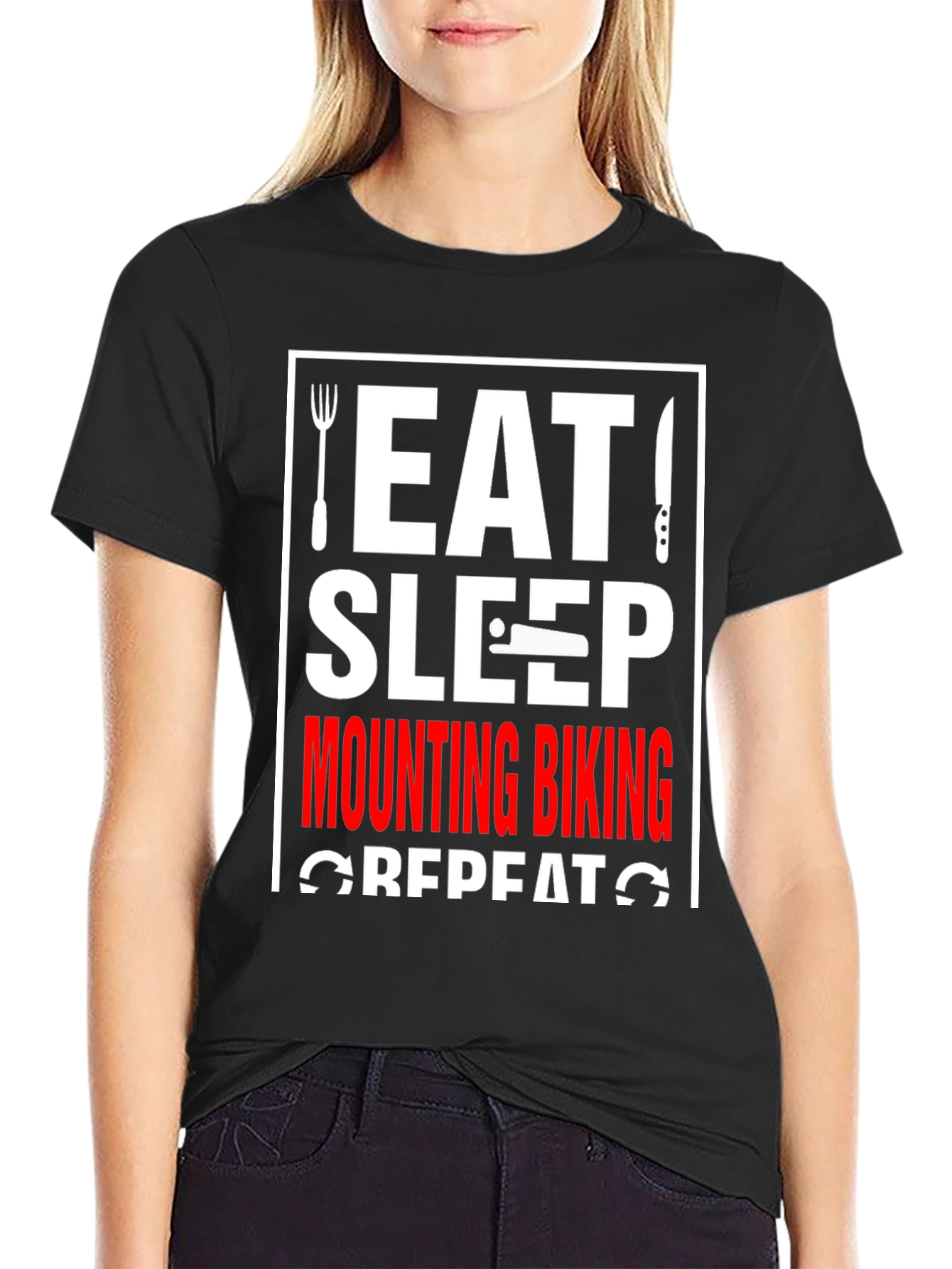 Eat Sleep Mountain Biking Repeat Graphic Tee