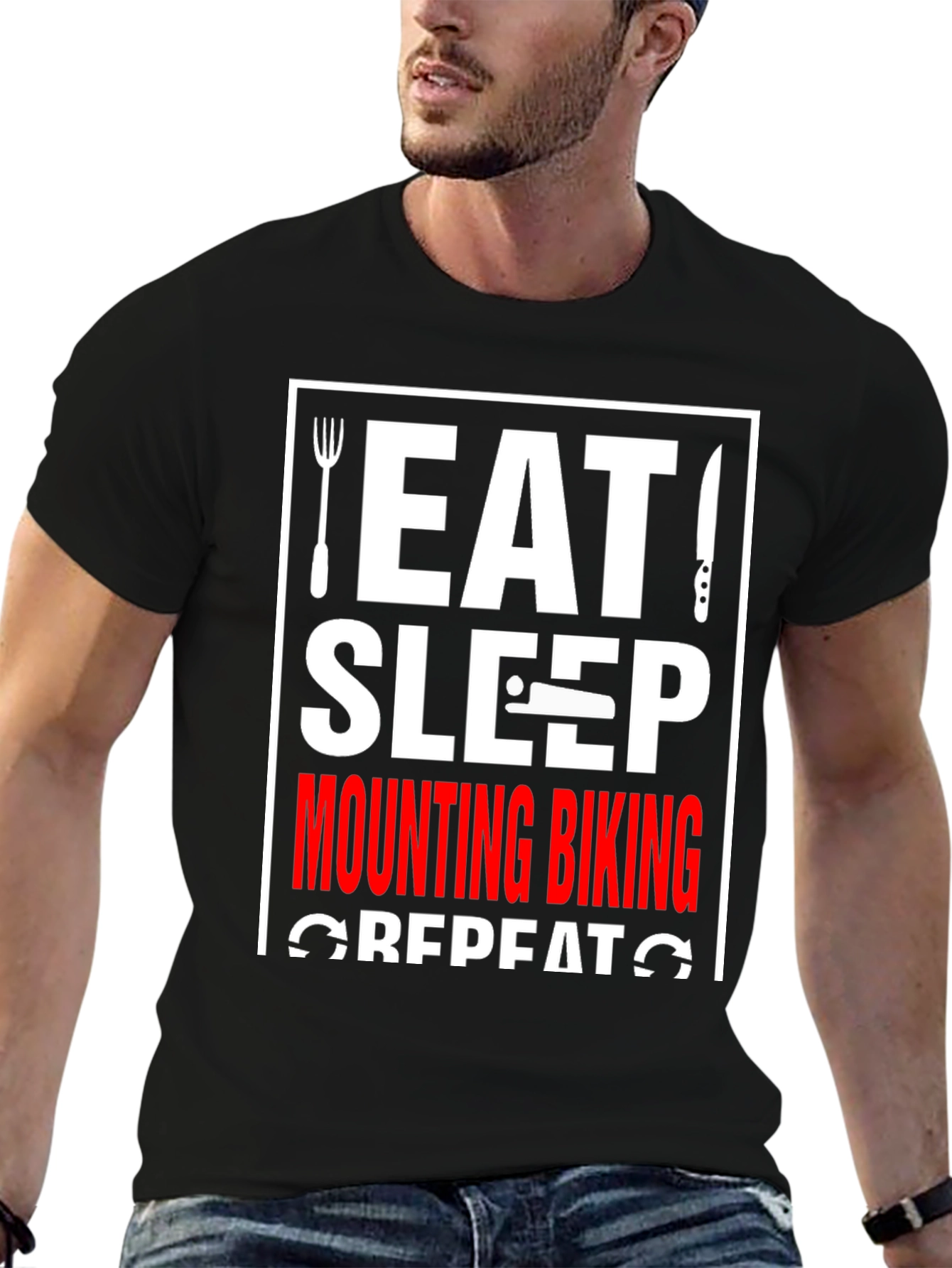 Eat Sleep Mountain Biking Repeat Graphic Tee