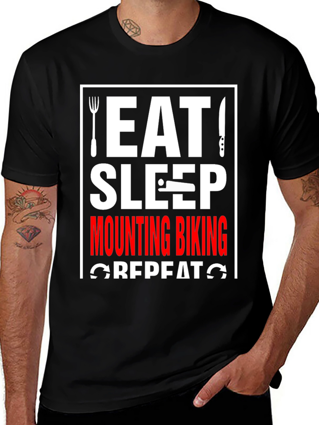 Eat Sleep Mountain Biking Repeat Graphic Tee