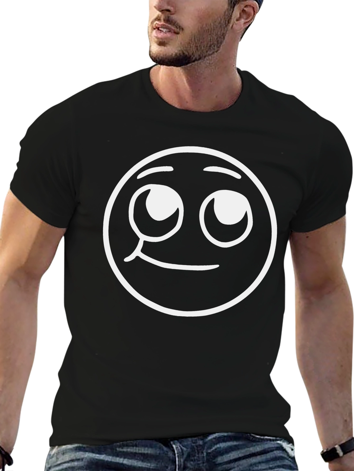 Funny Face Graphic Print Black T-Shirt