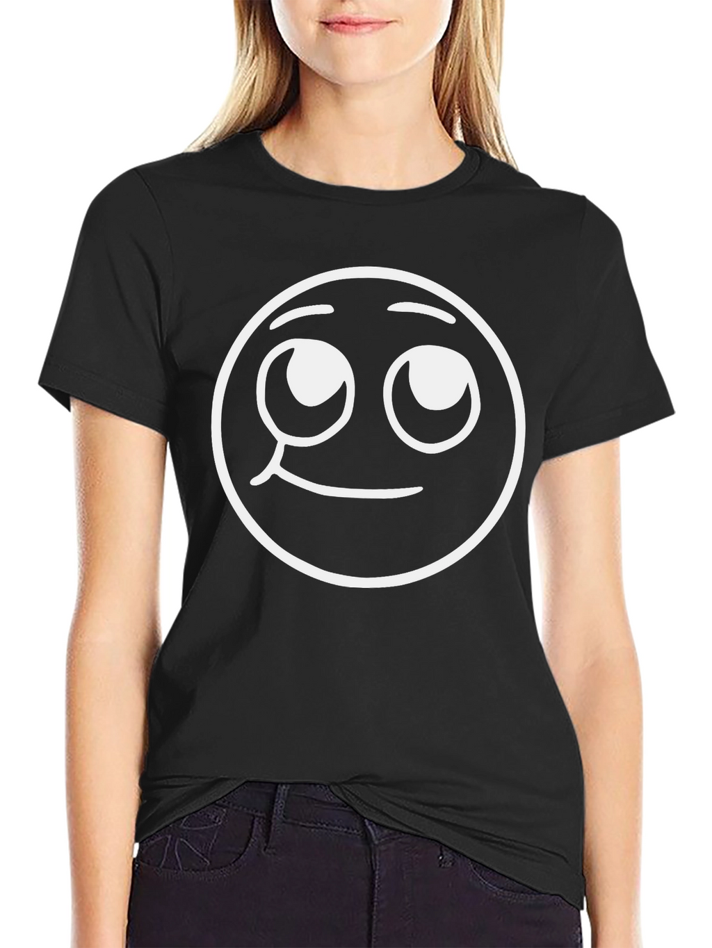 Funny Face Graphic Print Black T-Shirt