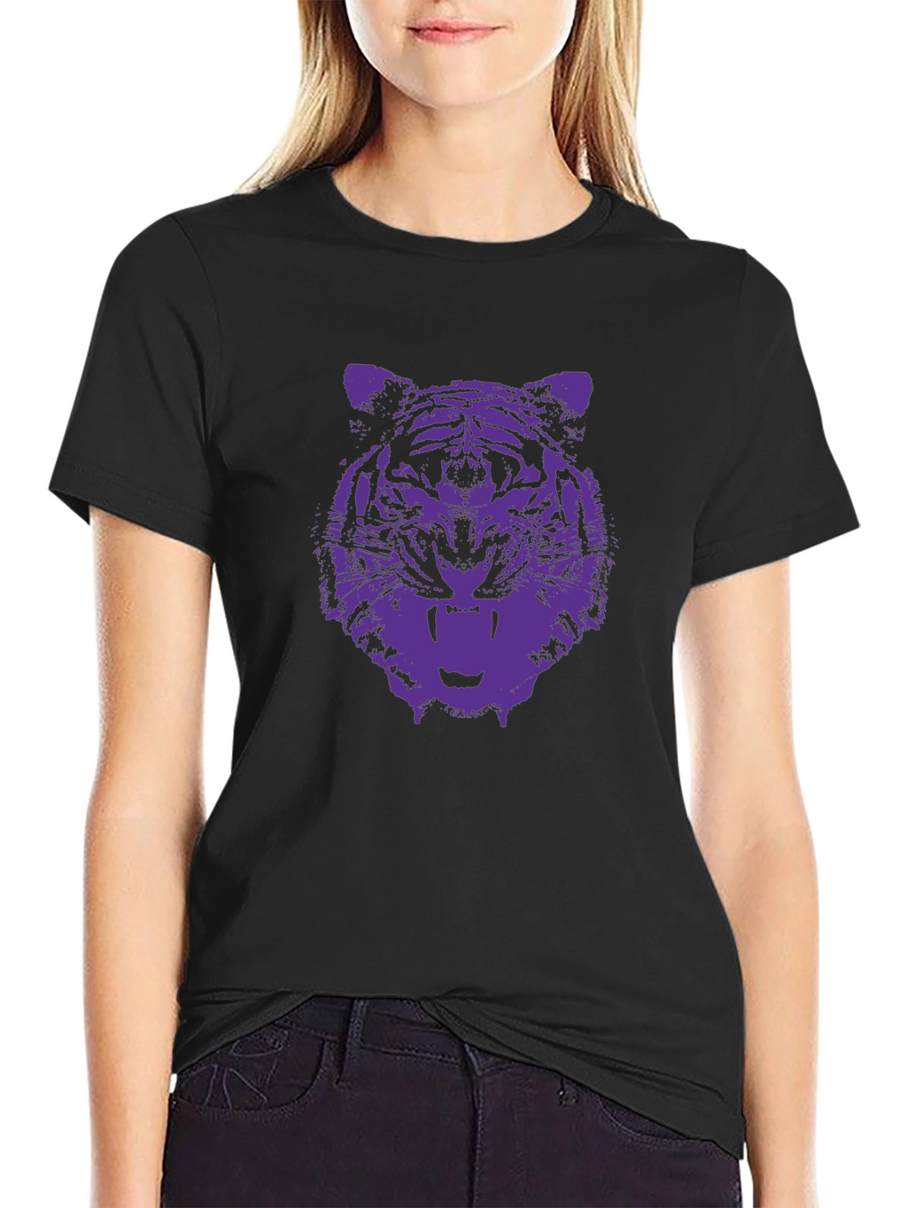 Tiger Graphic Tee - Black Cotton T-Shirt