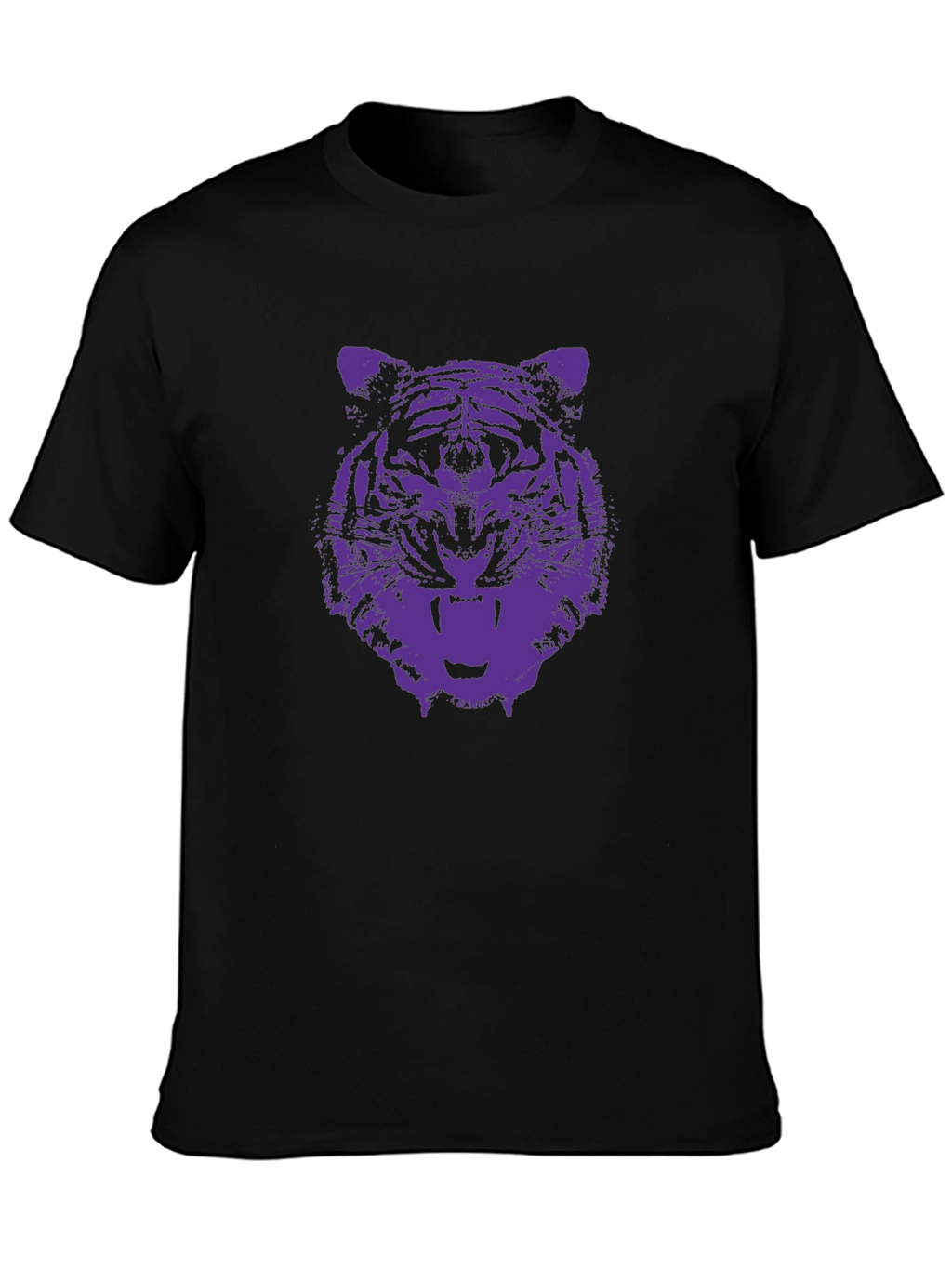 Tiger Graphic Tee - Black Cotton T-Shirt