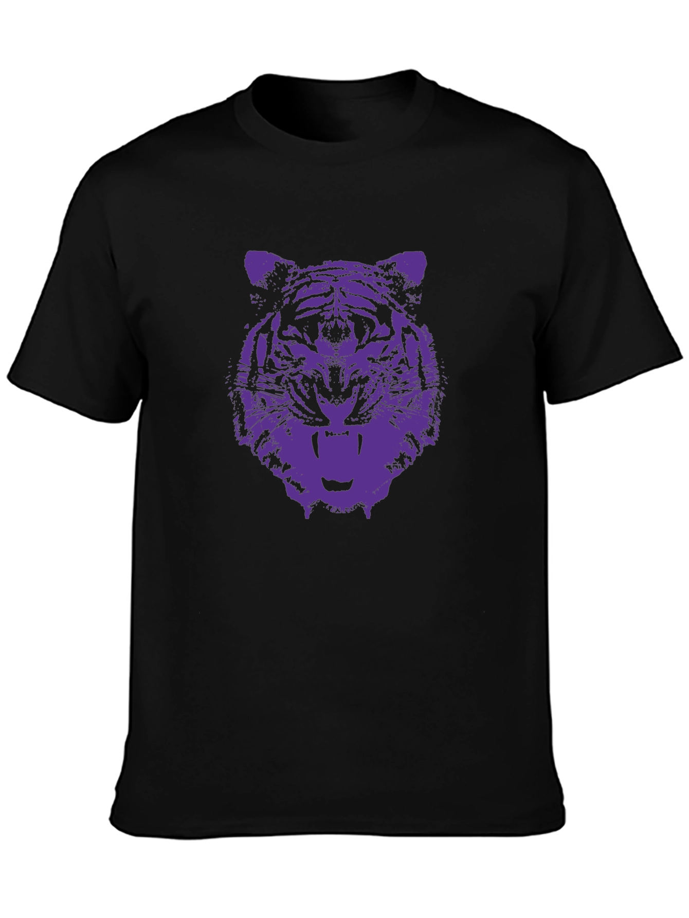 Tiger Graphic Tee - Black Cotton T-Shirt
