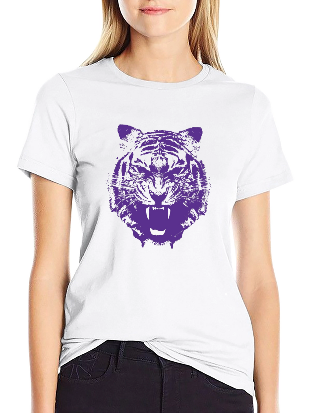Tiger Graphic Tee - Black Cotton T-Shirt