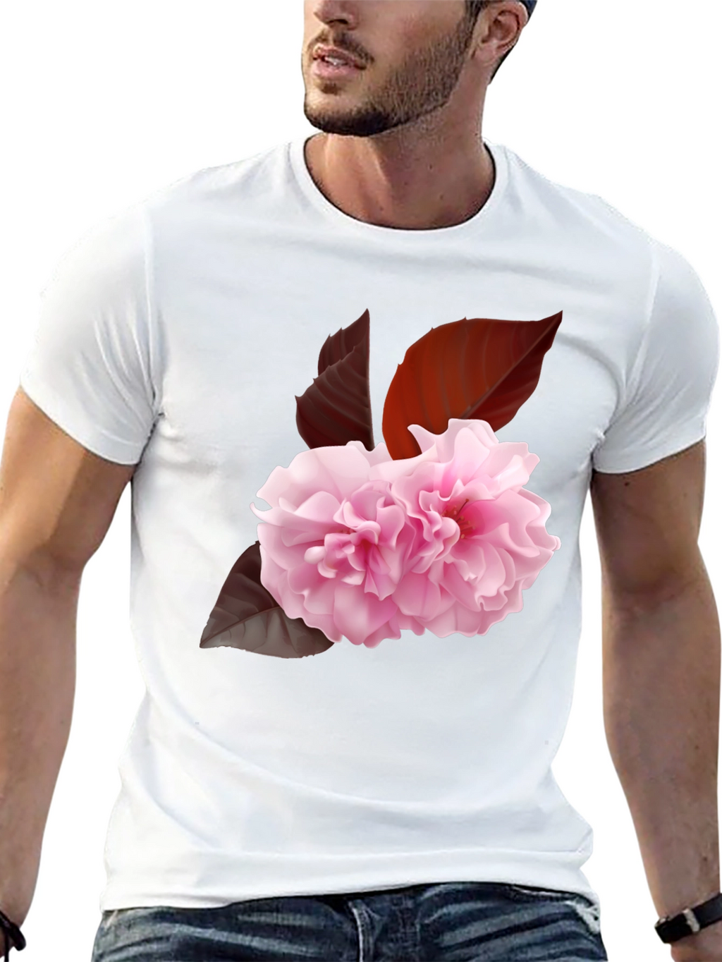 Floral Print Tee - Elegant Sakura Blossom Design