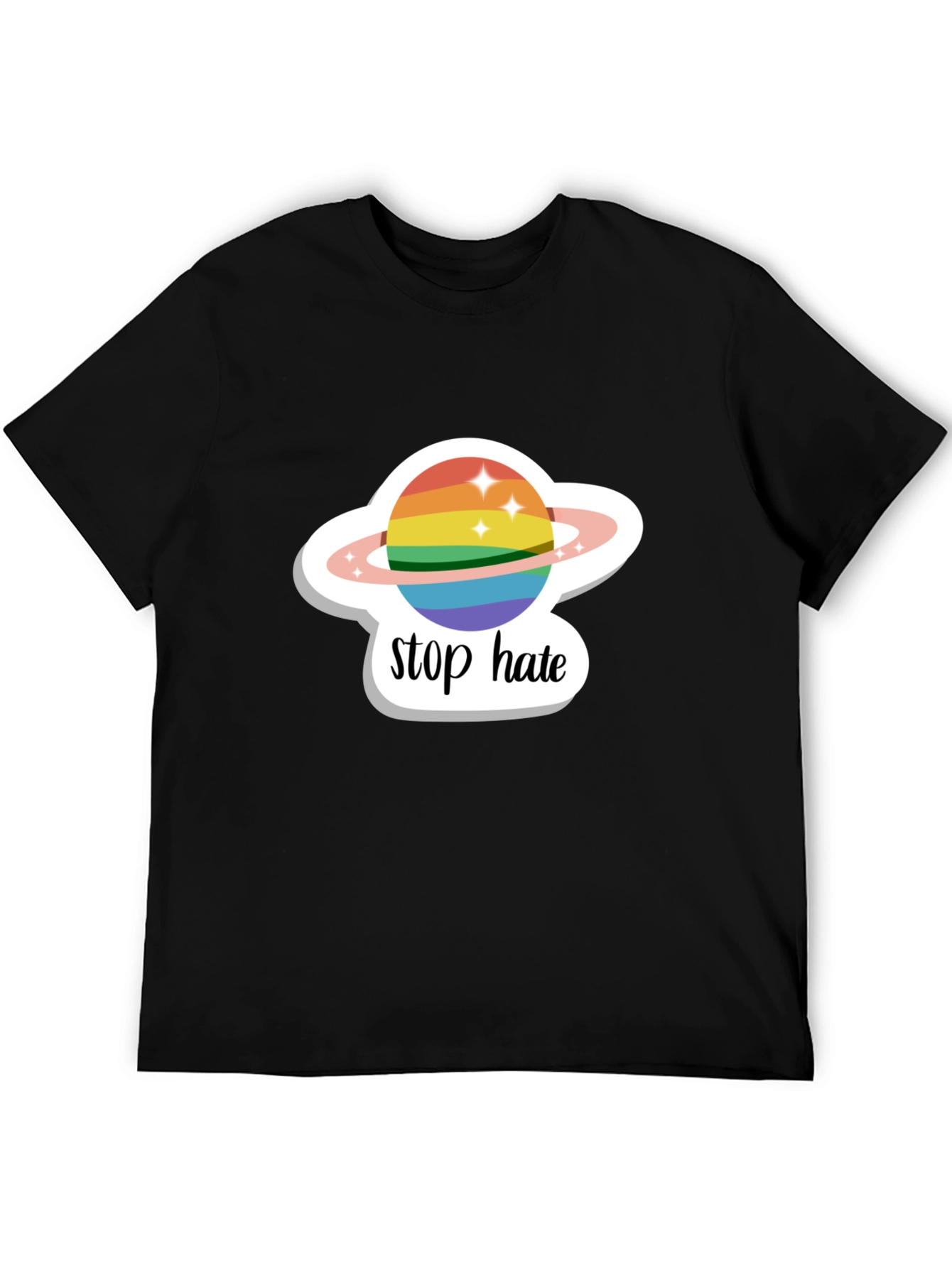 Stop Hate Rainbow Planet Graphic Tee
