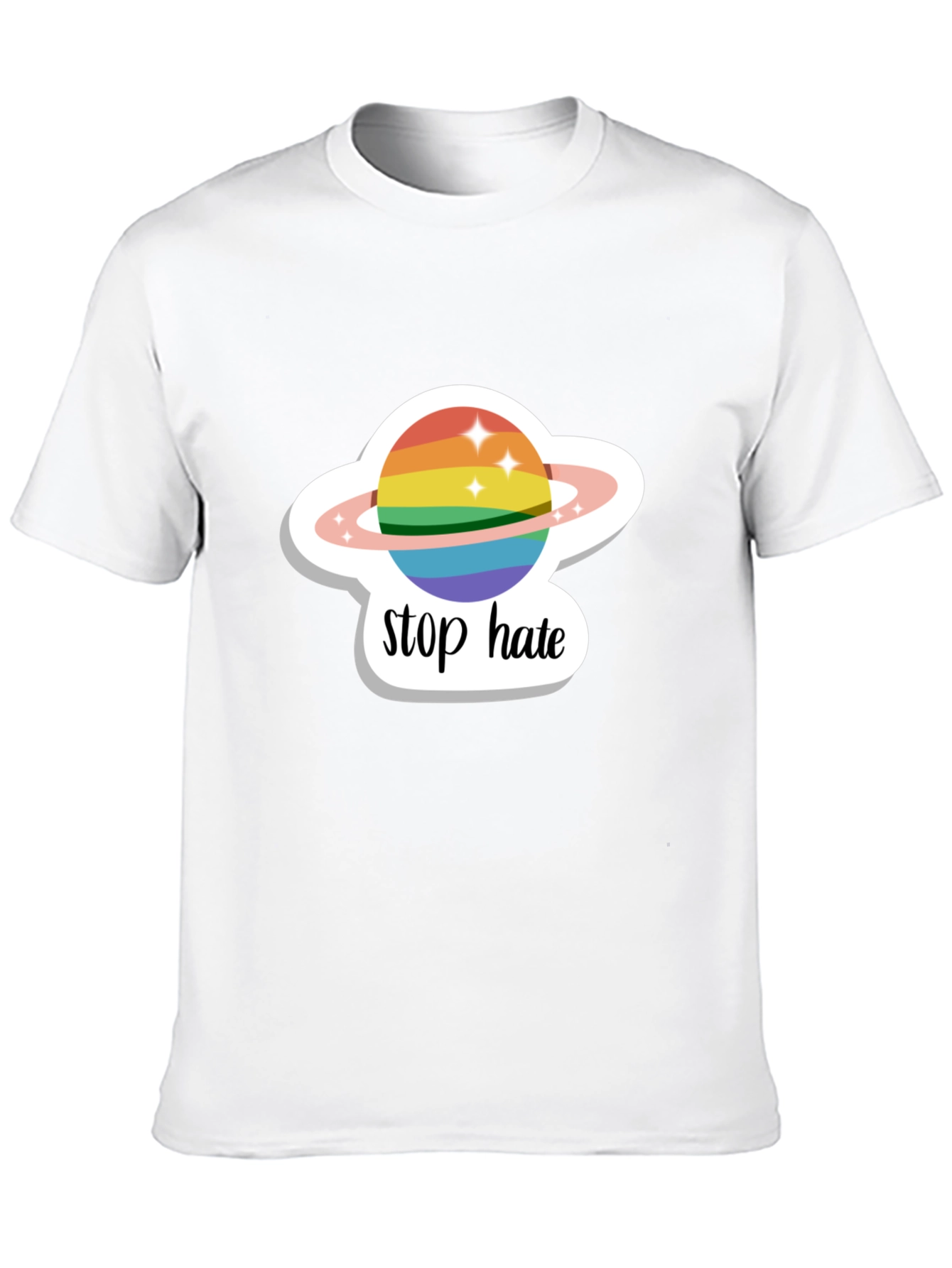 Stop Hate Rainbow Planet Graphic Tee