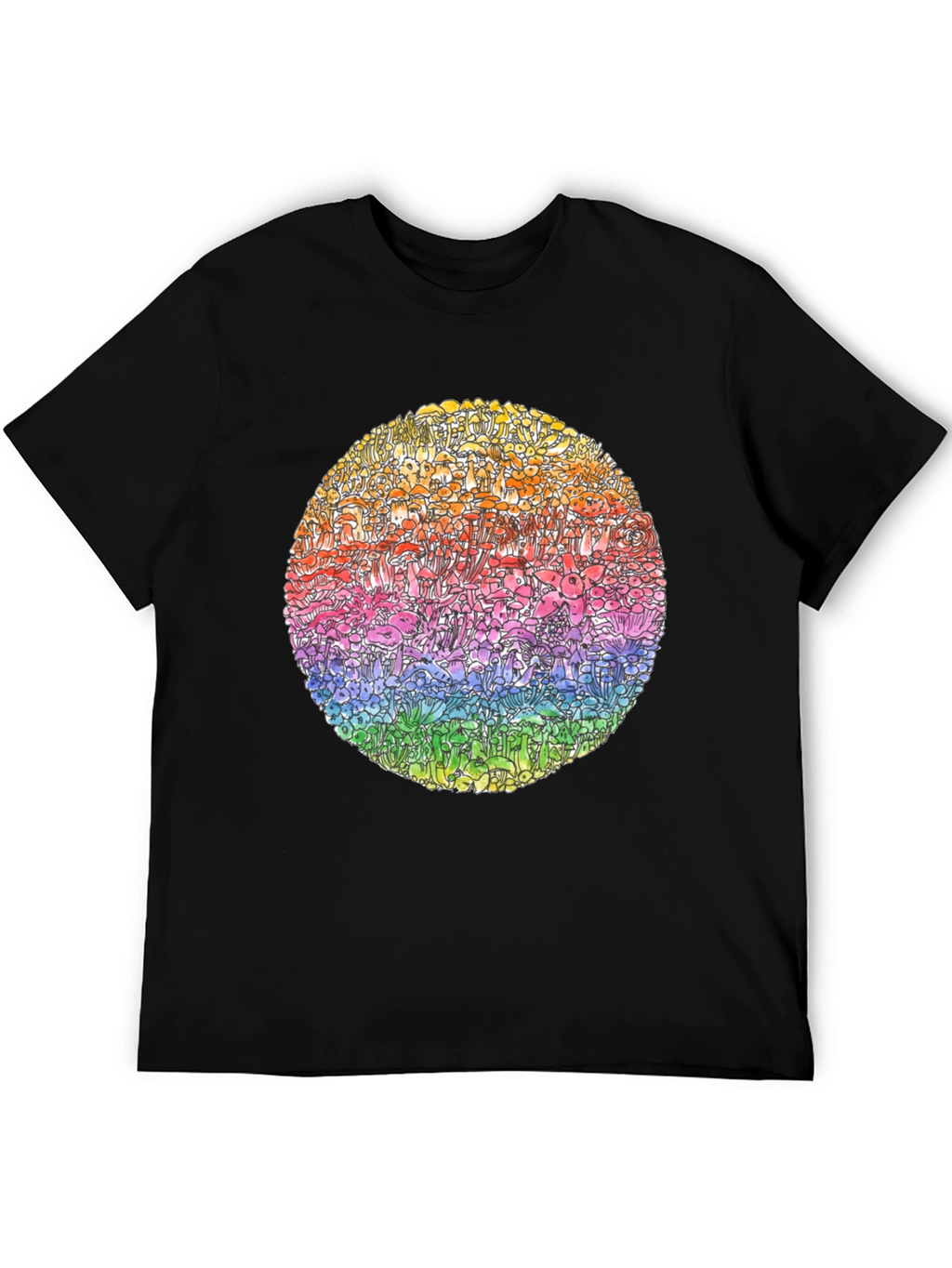 Rainbow Mushroom Circle Graphic Tee