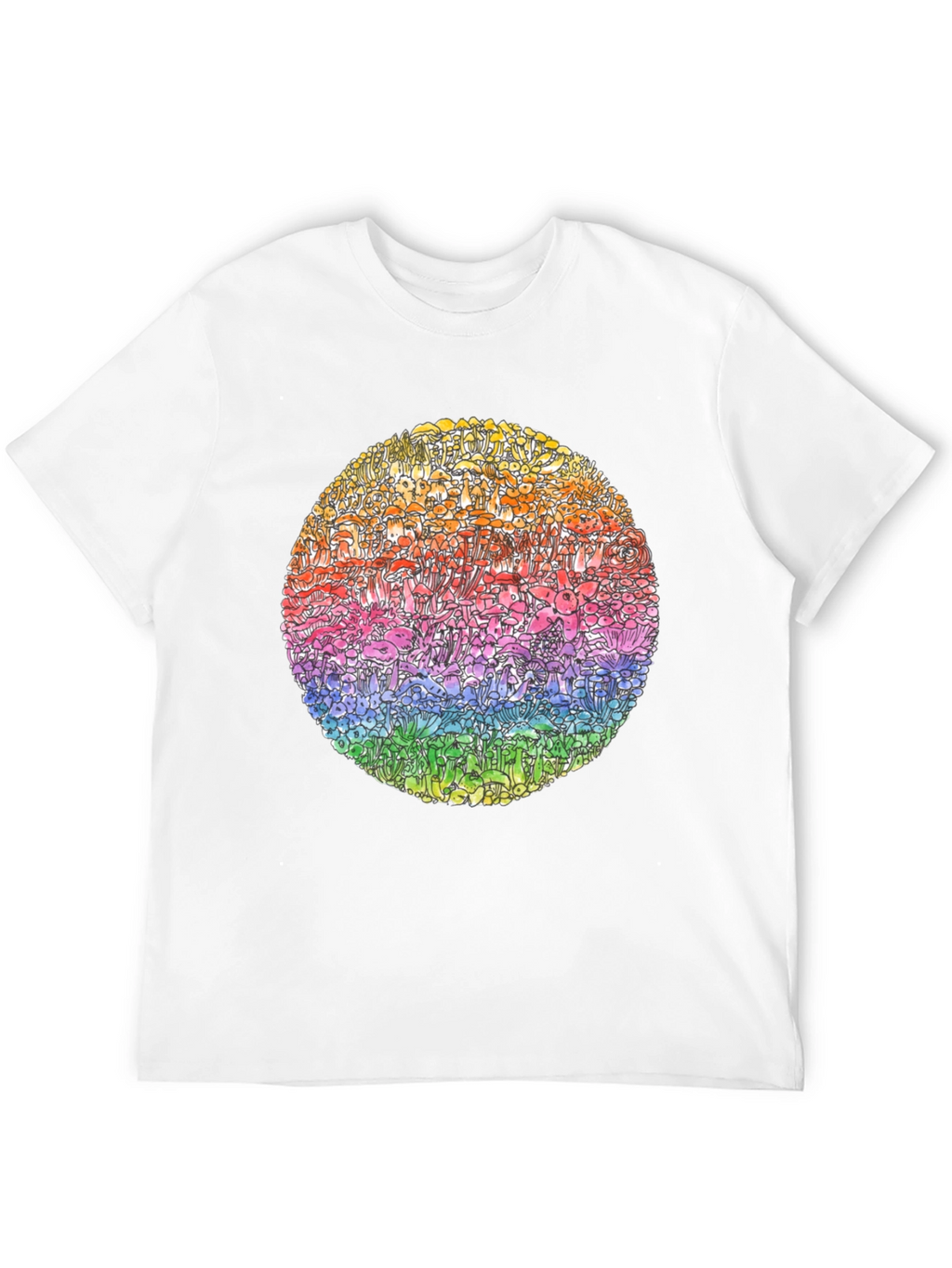 Rainbow Mushroom Circle Graphic Tee