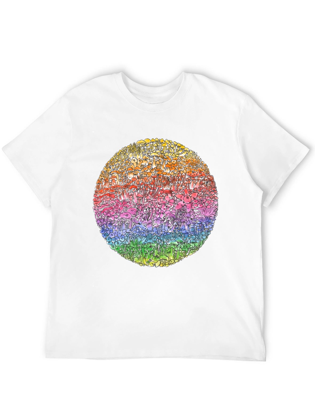 Rainbow Mushroom Circle Graphic Tee