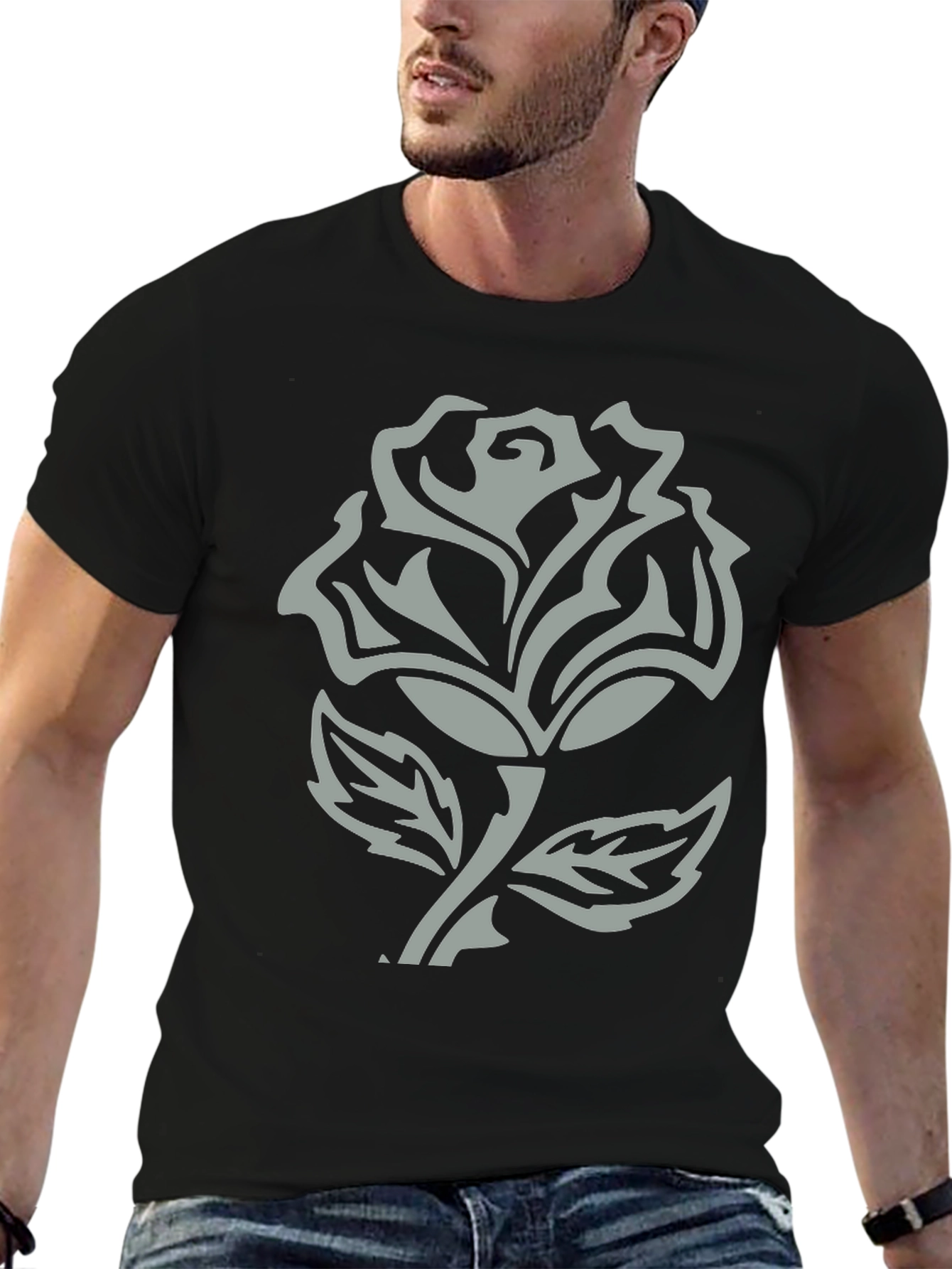 Rose Graphic Tee - Mens Black T-Shirt