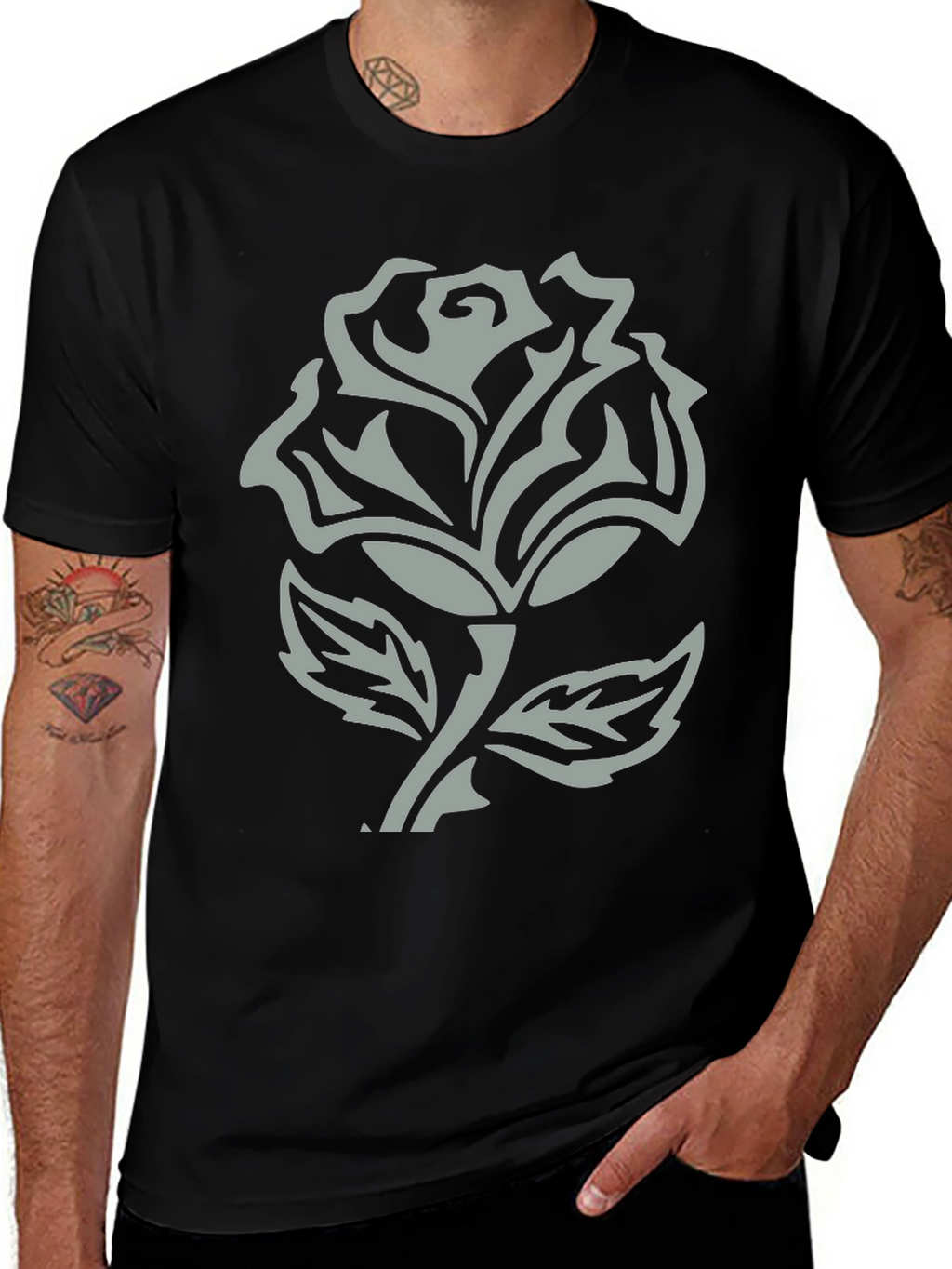 Rose Graphic Tee - Mens Black T-Shirt