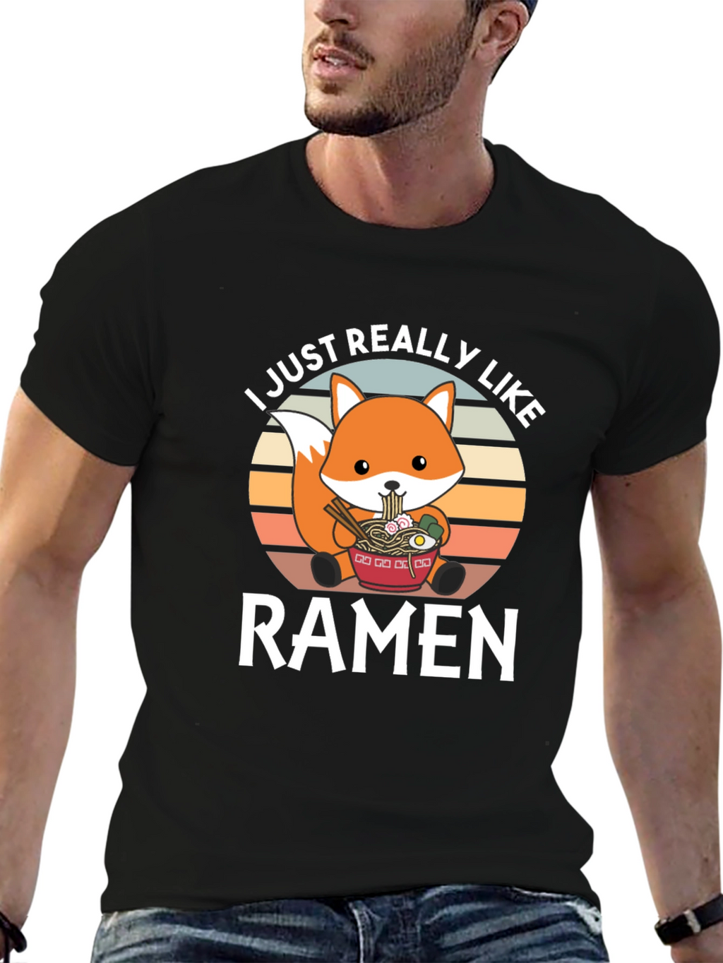 I Just Really Like Ramen T-Shirt Funny Fox Design