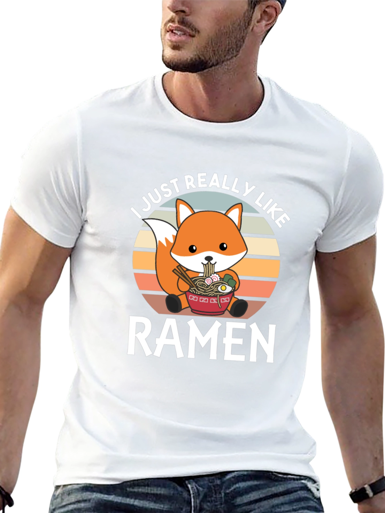 I Just Really Like Ramen T-Shirt Funny Fox Design