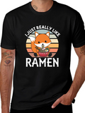 I Just Really Like Ramen T-Shirt Funny Fox Design
