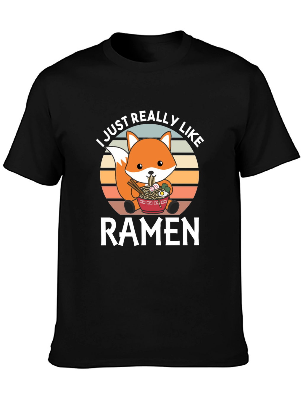 I Just Really Like Ramen T-Shirt Funny Fox Design