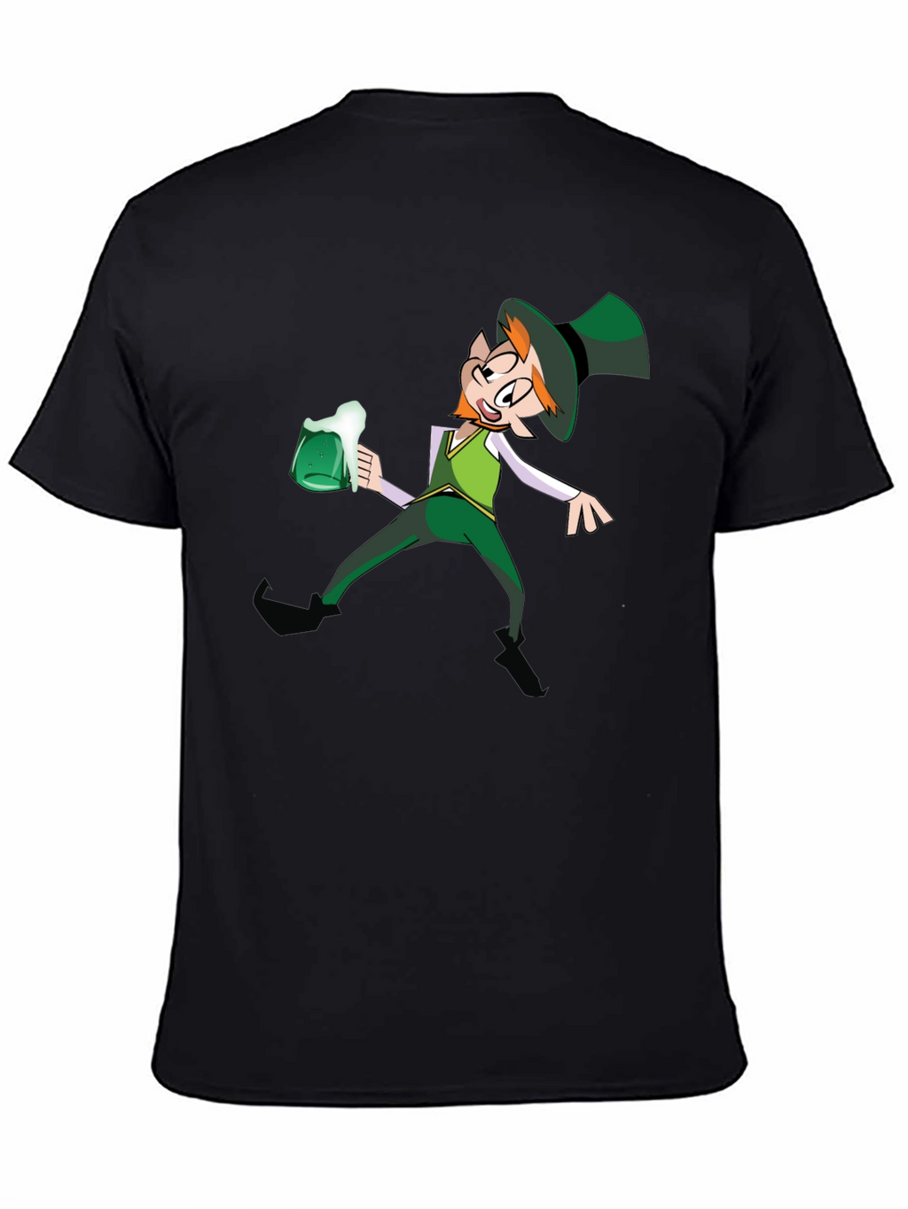 Leprechaun Drinking Graphic T-Shirt - Black
