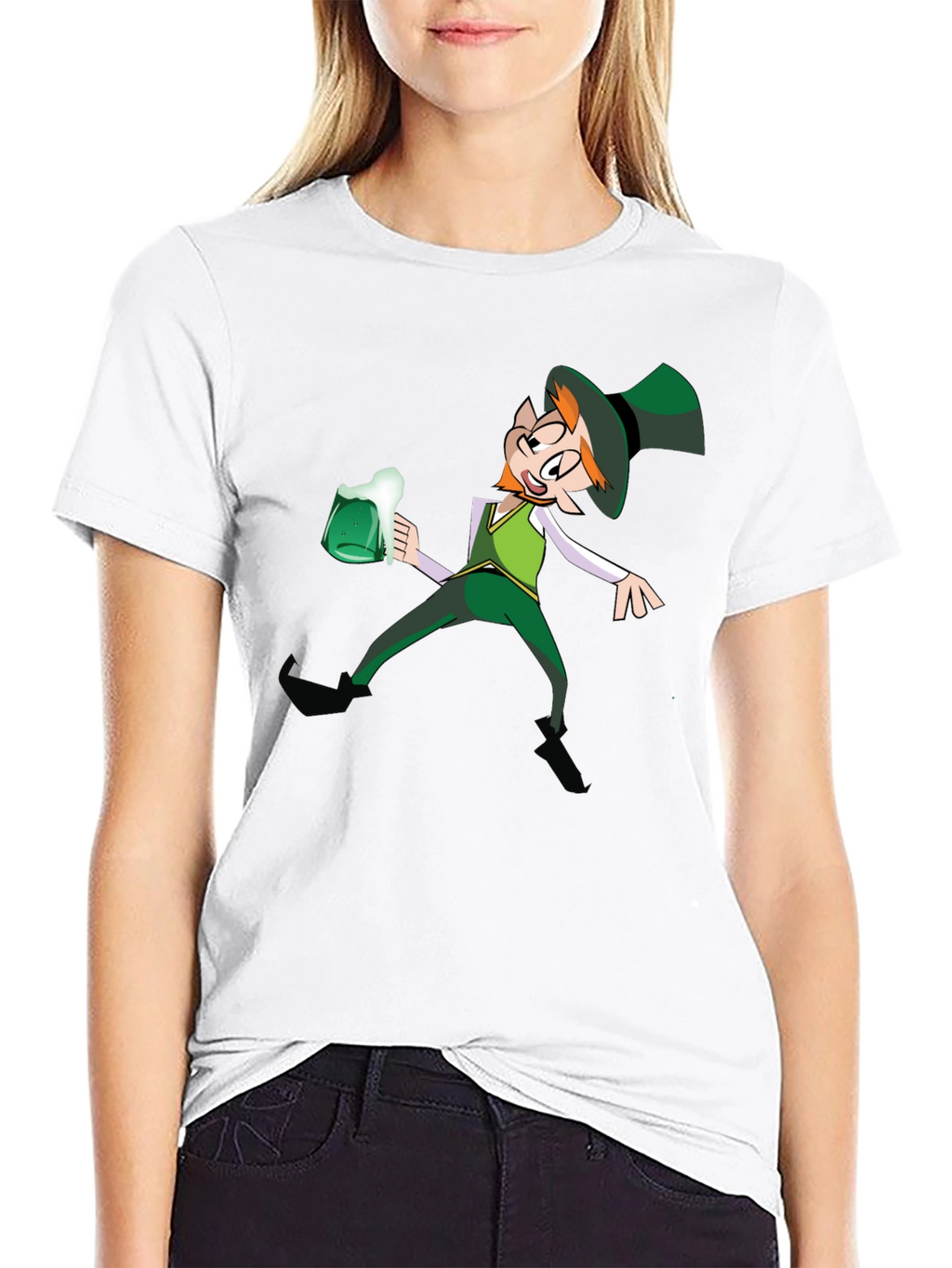 Leprechaun Drinking Graphic T-Shirt - Black