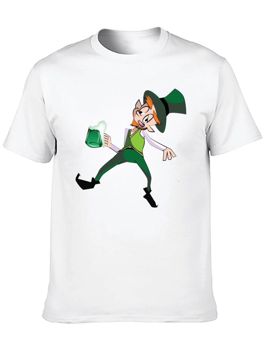Leprechaun Drinking Graphic T-Shirt - Black