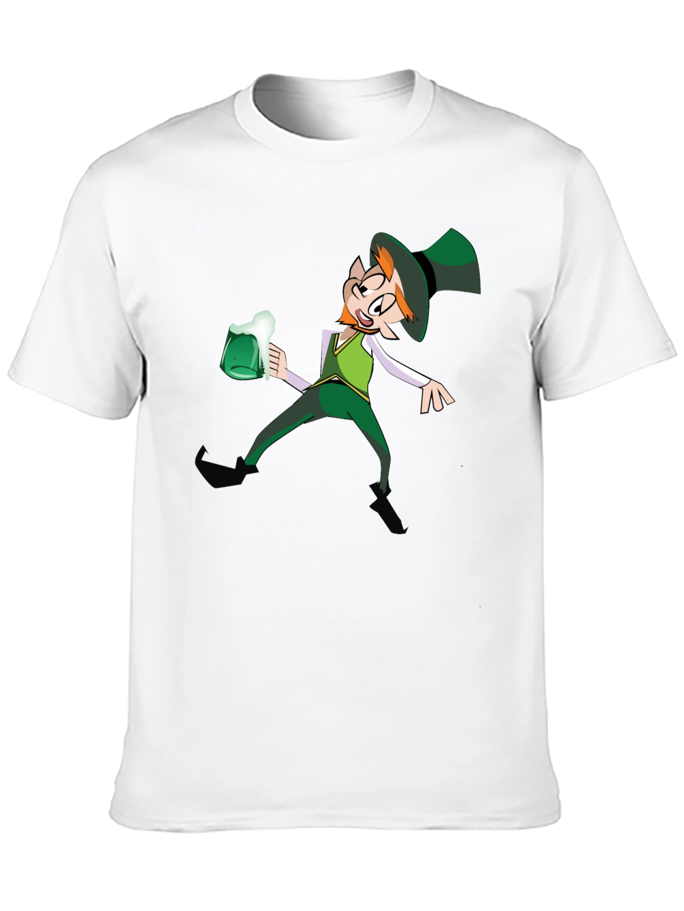 Leprechaun Drinking Graphic T-Shirt - Black