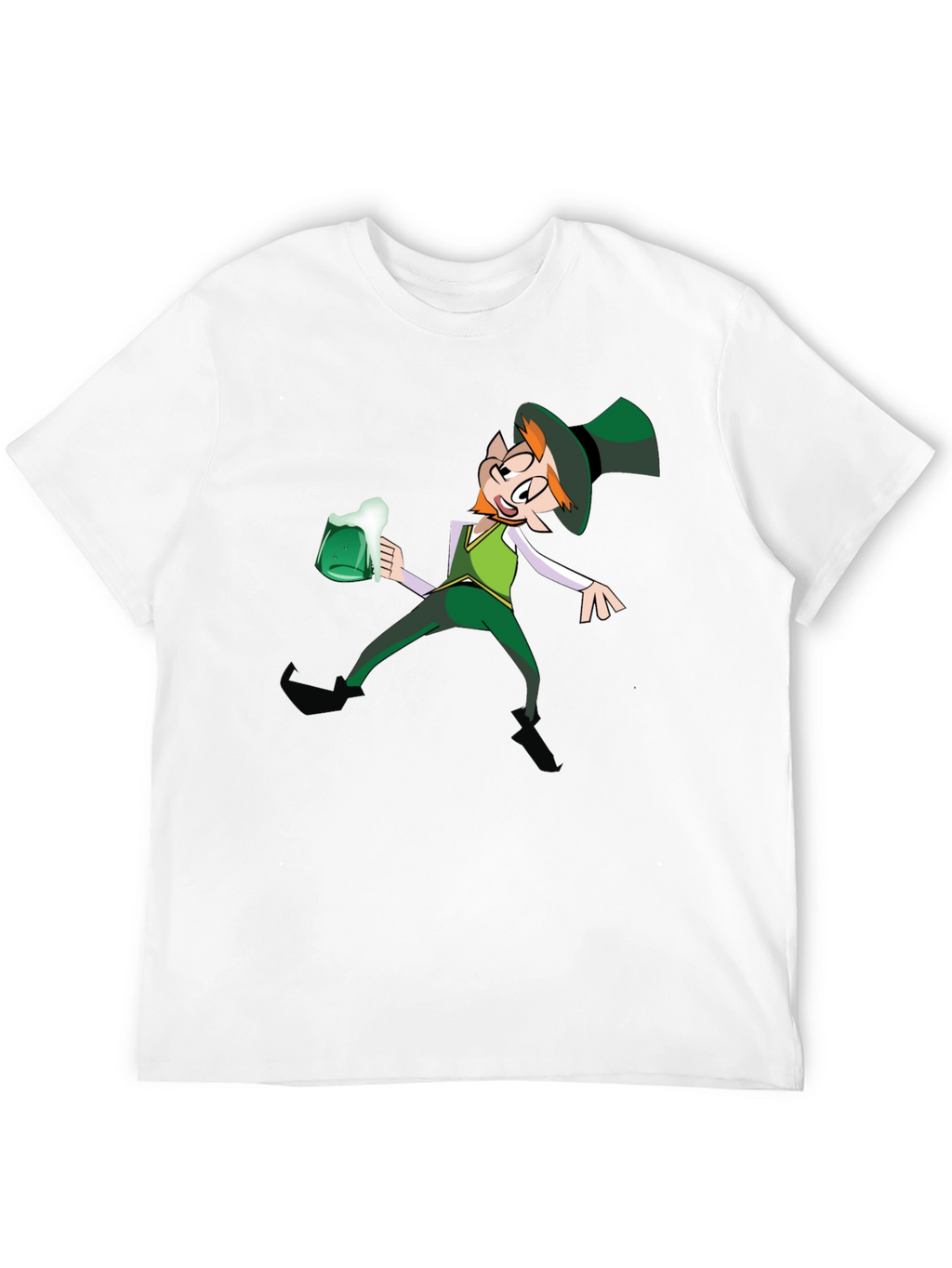 Leprechaun Drinking Graphic T-Shirt - Black