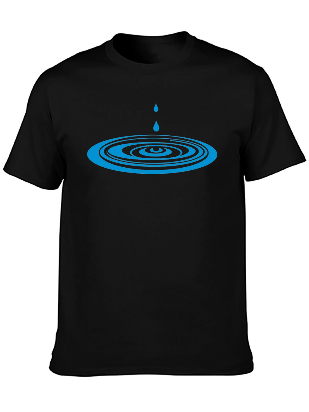 Cool Water Drop Ripple Design Black T-Shirt