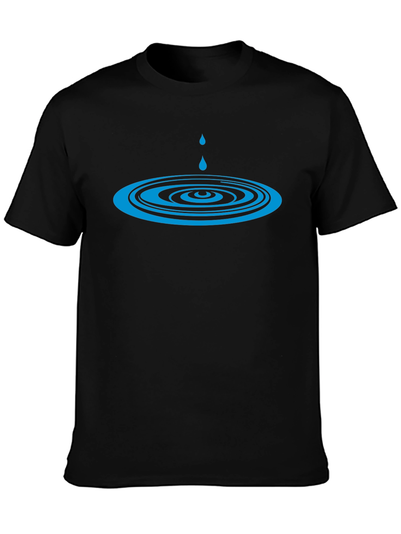 Cool Water Drop Ripple Design Black T-Shirt