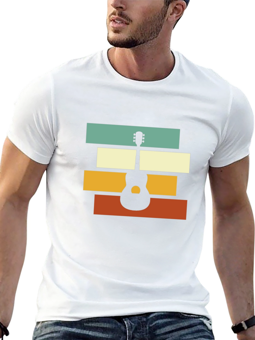 Retro Guitar Graphic Tee - Black Unisex T-Shirt