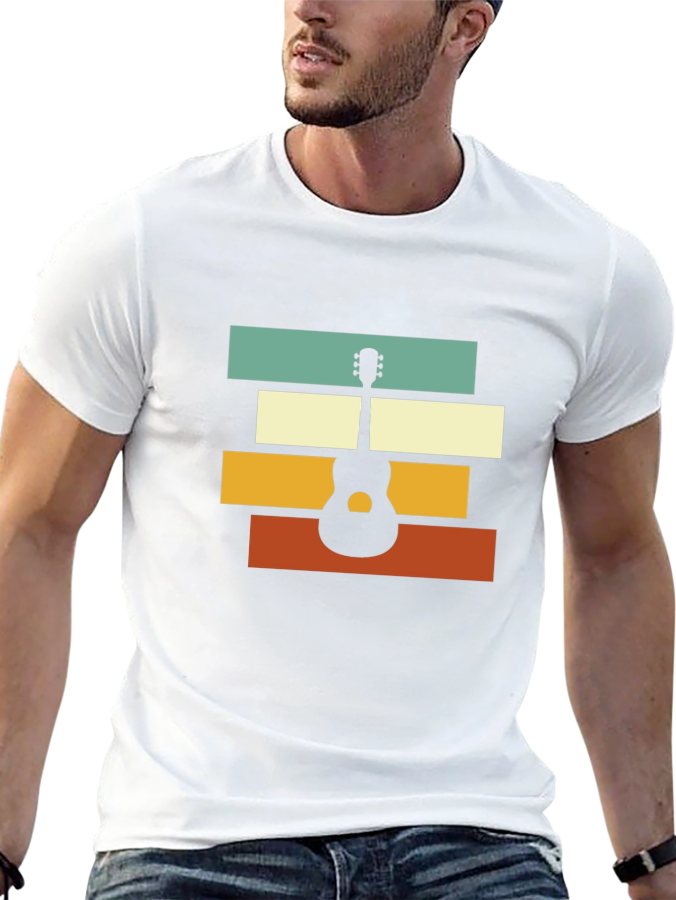 Retro Guitar Graphic Tee - Black Unisex T-Shirt