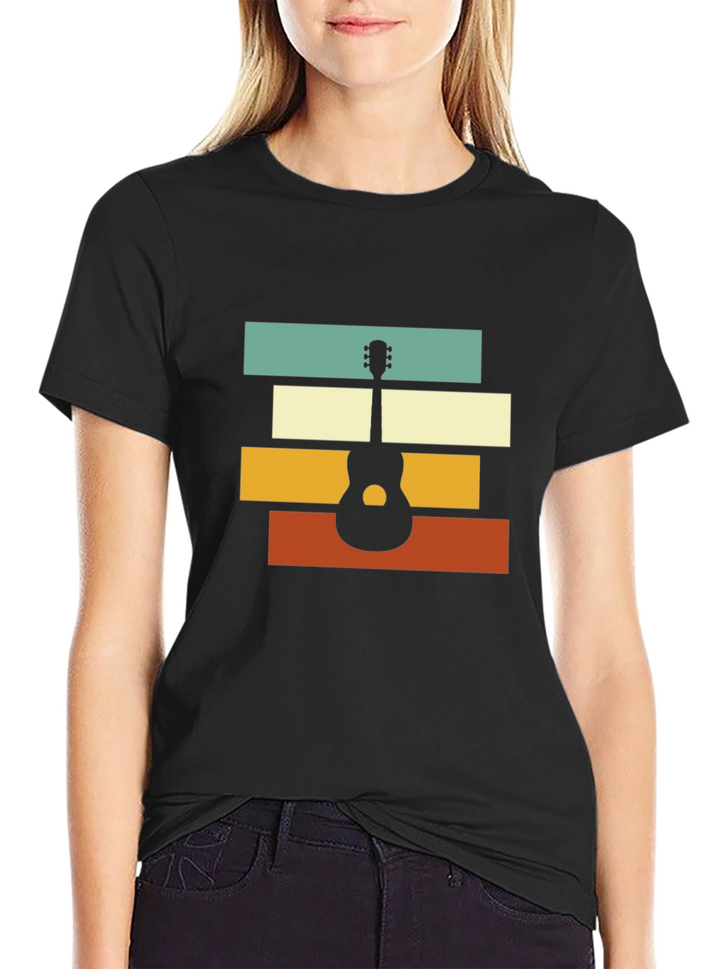 Retro Guitar Graphic Tee - Black Unisex T-Shirt