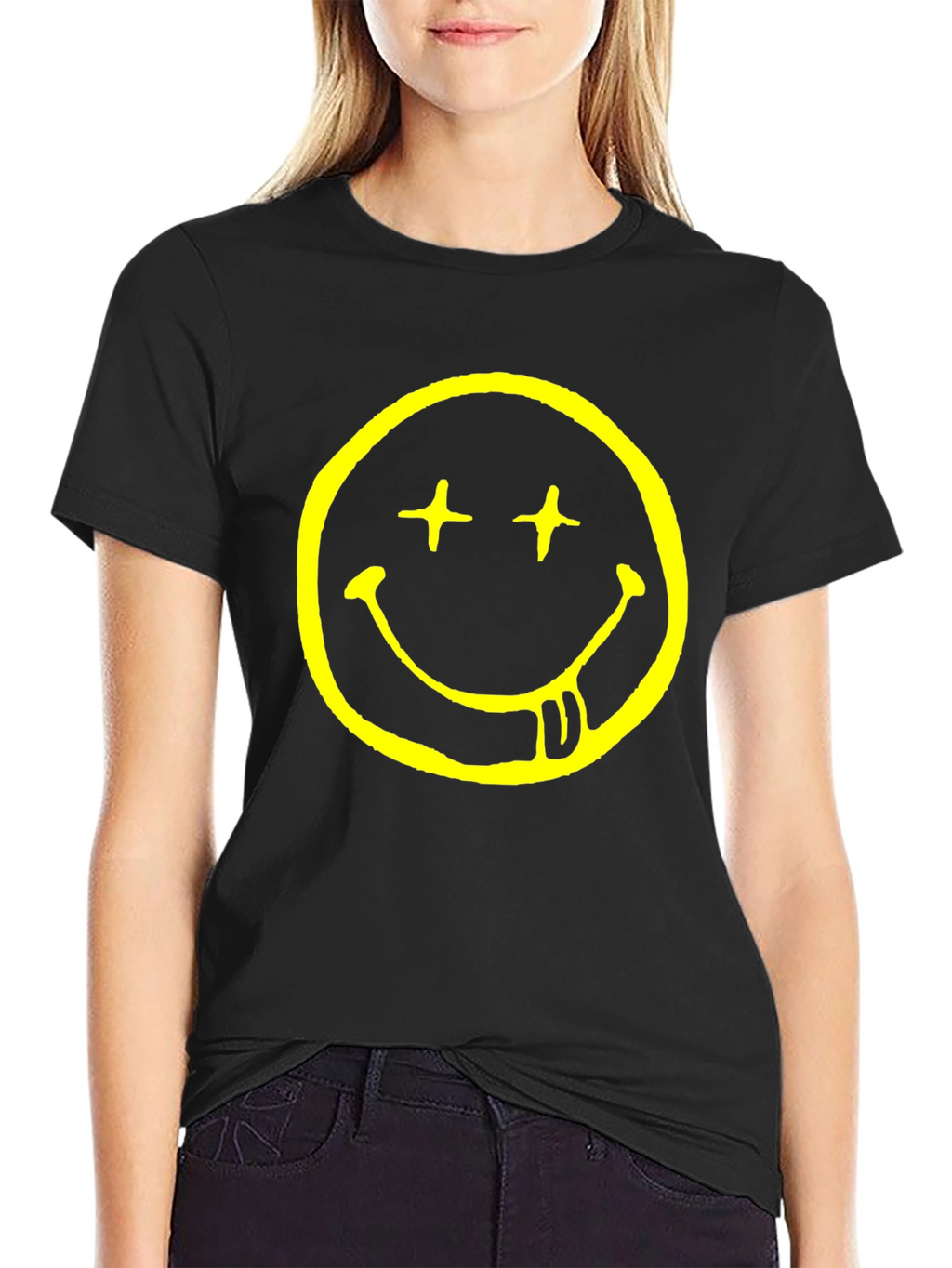 Nirvana Smiley Face Black Graphic T-Shirt