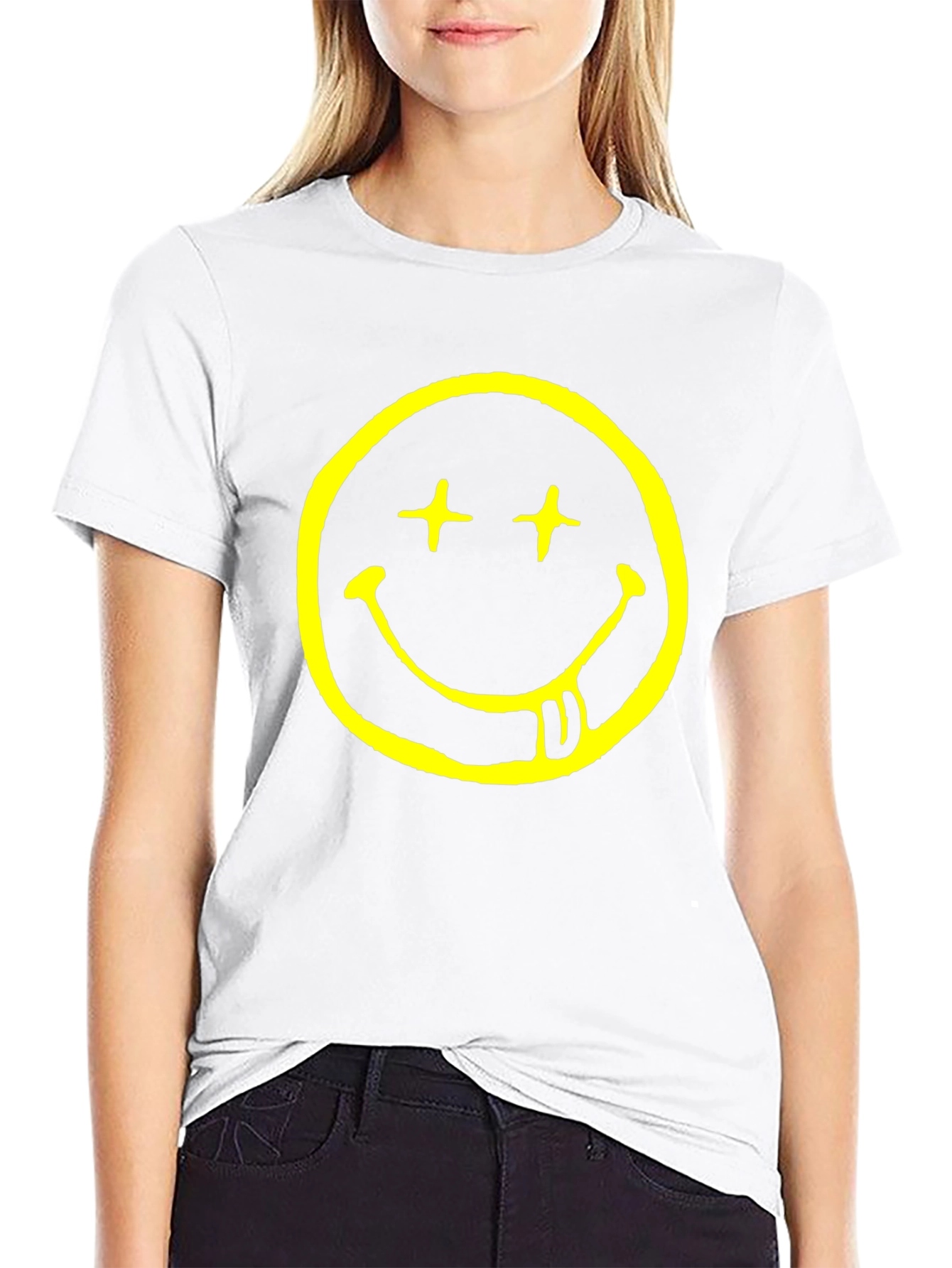 Nirvana Smiley Face Black Graphic T-Shirt