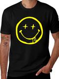 Nirvana Smiley Face Black Graphic T-Shirt