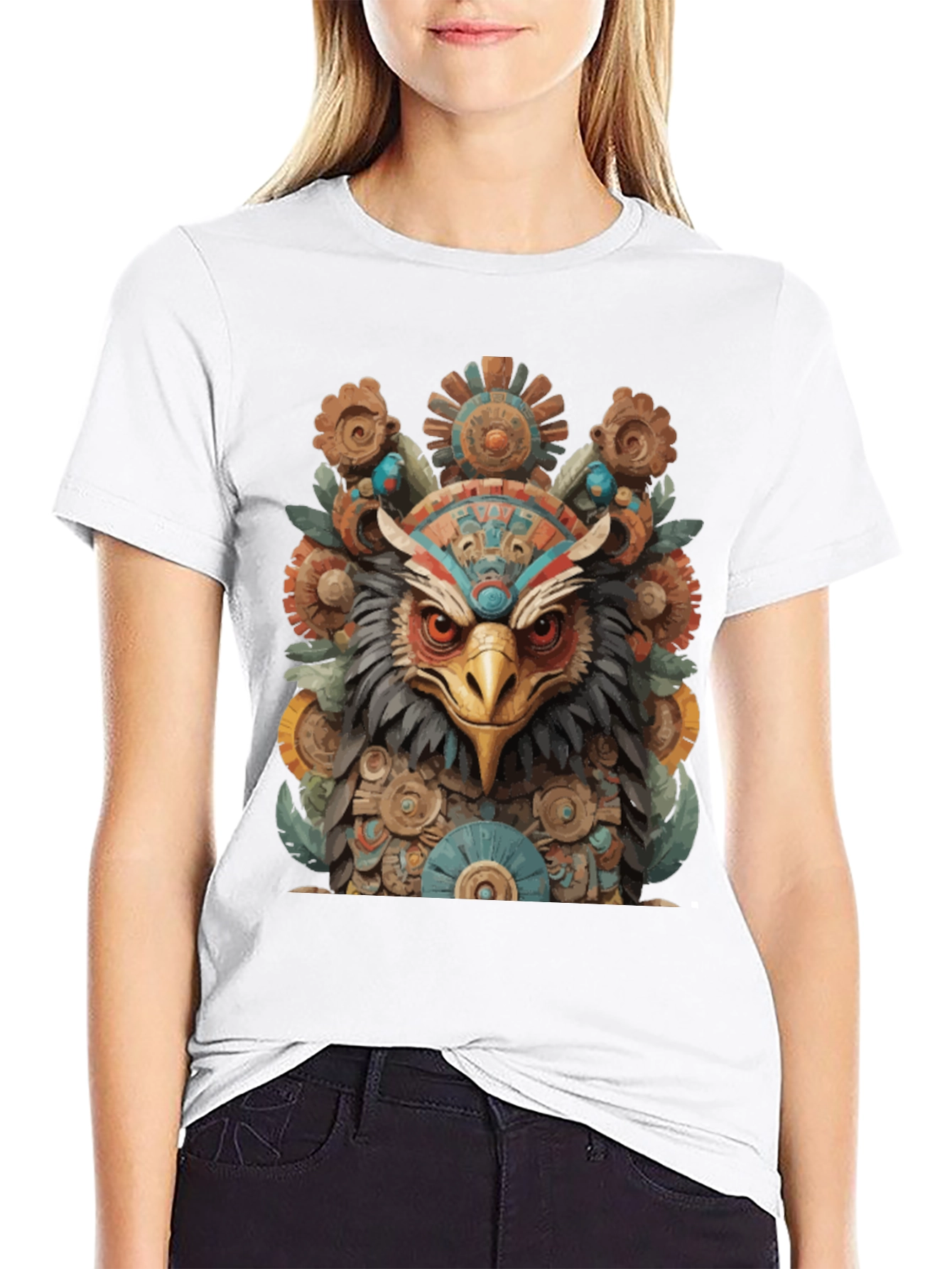 Aztec Eagle Warrior Graphic T-Shirt