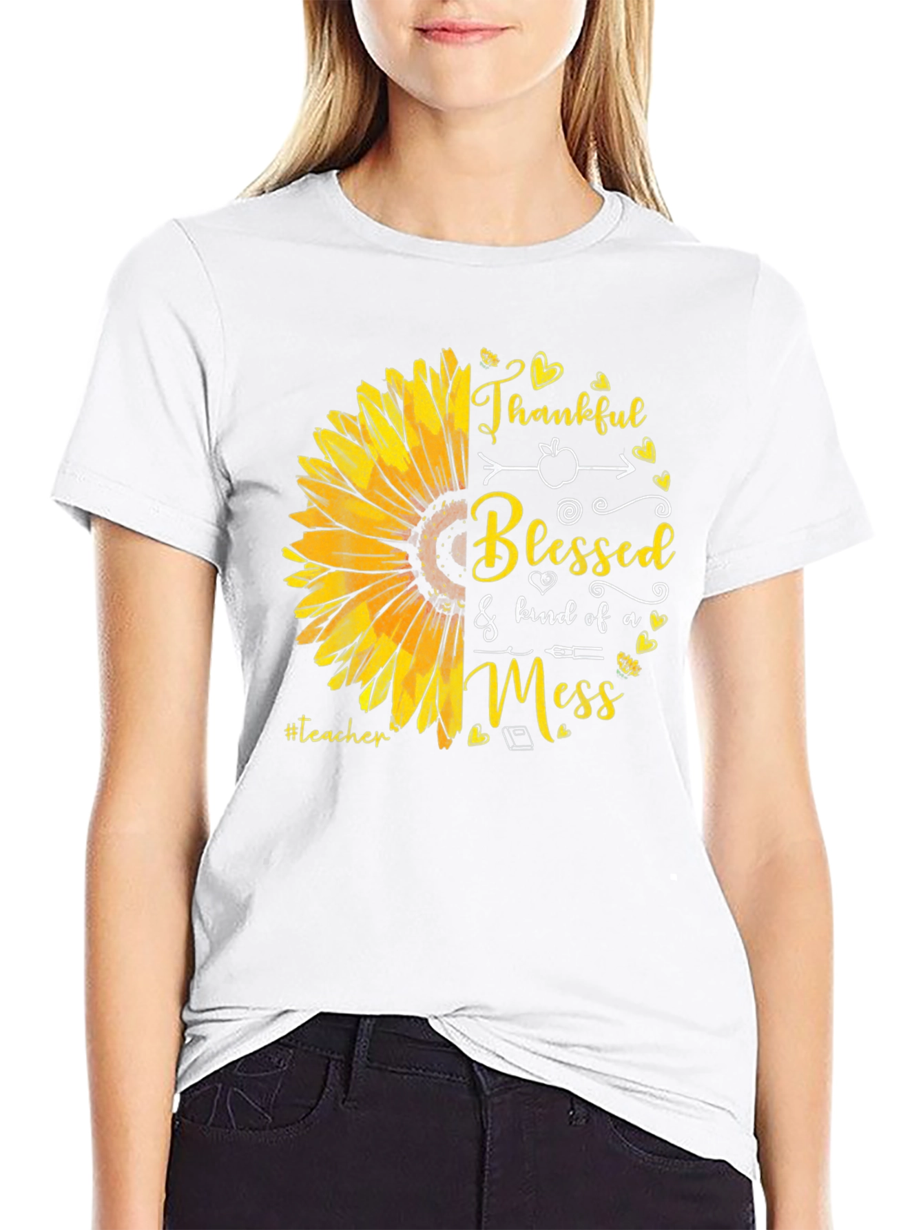 Teacher Sunflower T-Shirt - Thankful Blessed Mess