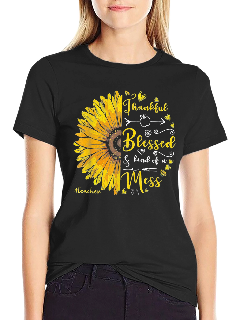 Teacher Sunflower T-Shirt - Thankful Blessed Mess
