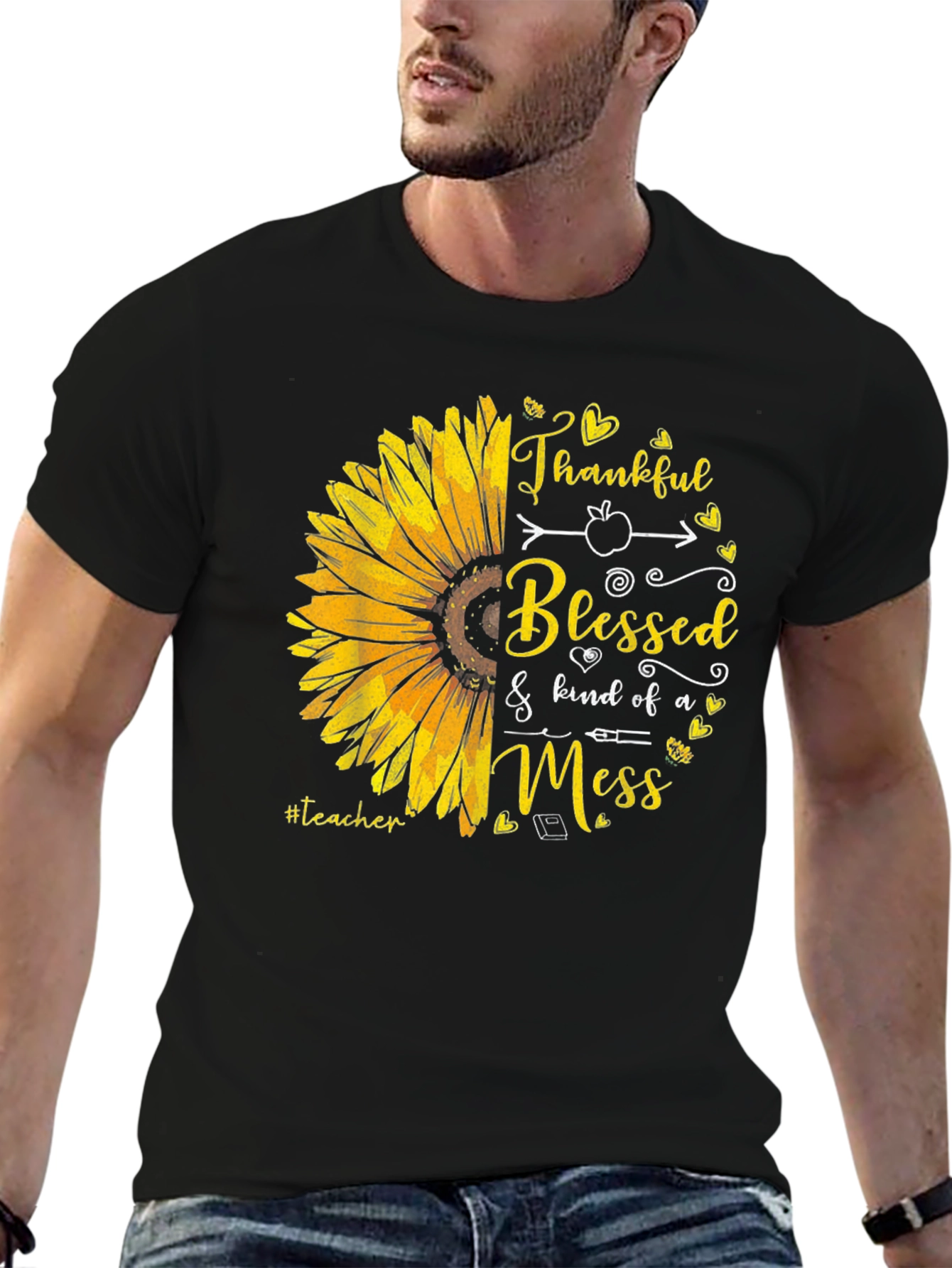 Teacher Sunflower T-Shirt - Thankful Blessed Mess