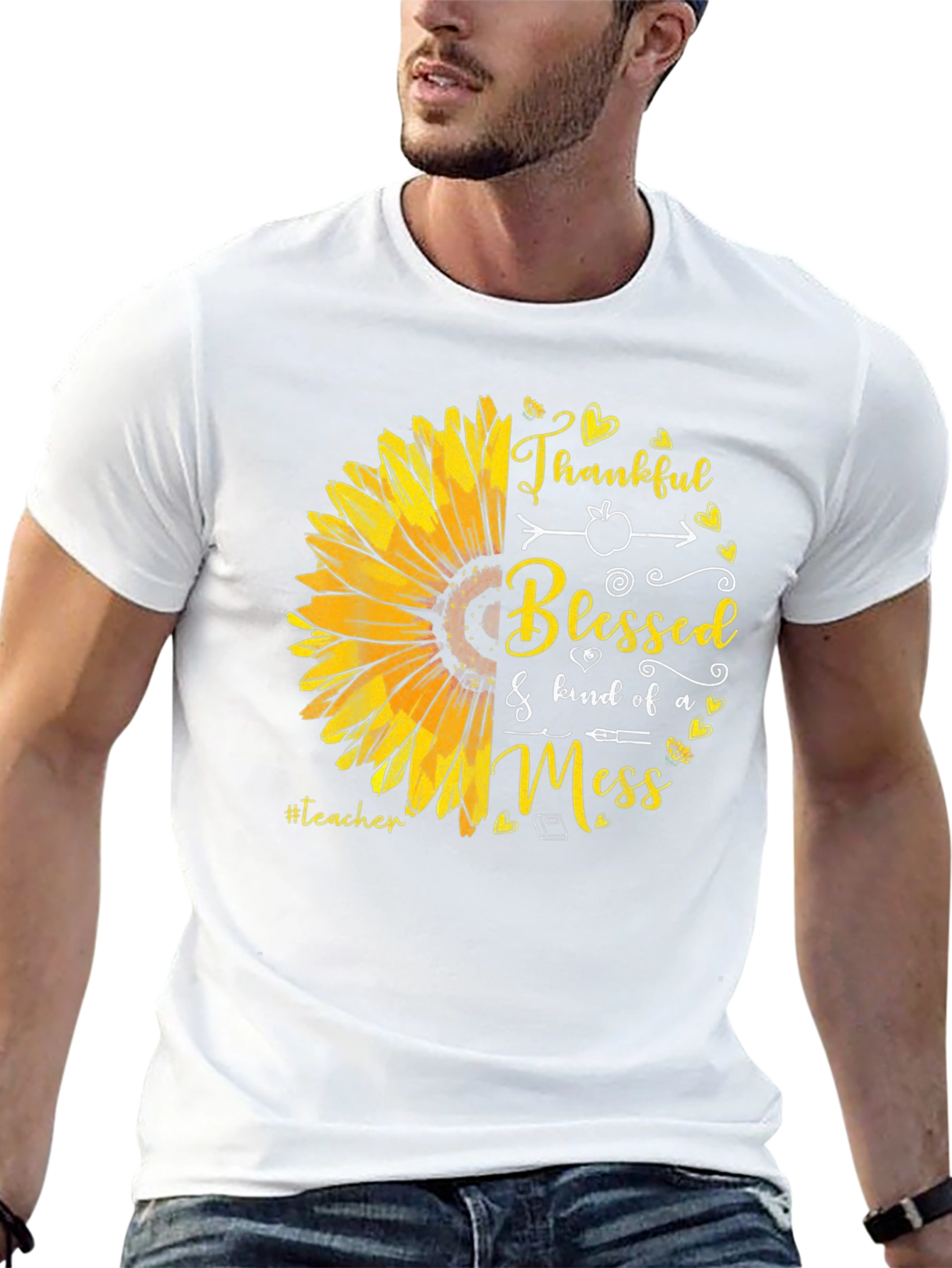 Teacher Sunflower T-Shirt - Thankful Blessed Mess