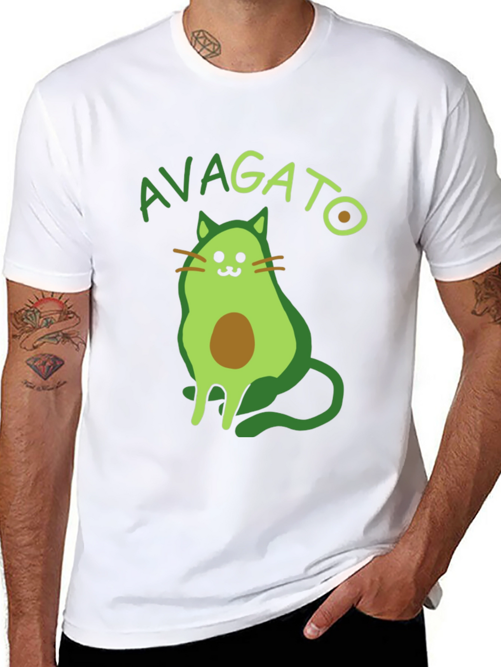 Avagato T-Shirt - Avocado Cat Graphic Tee