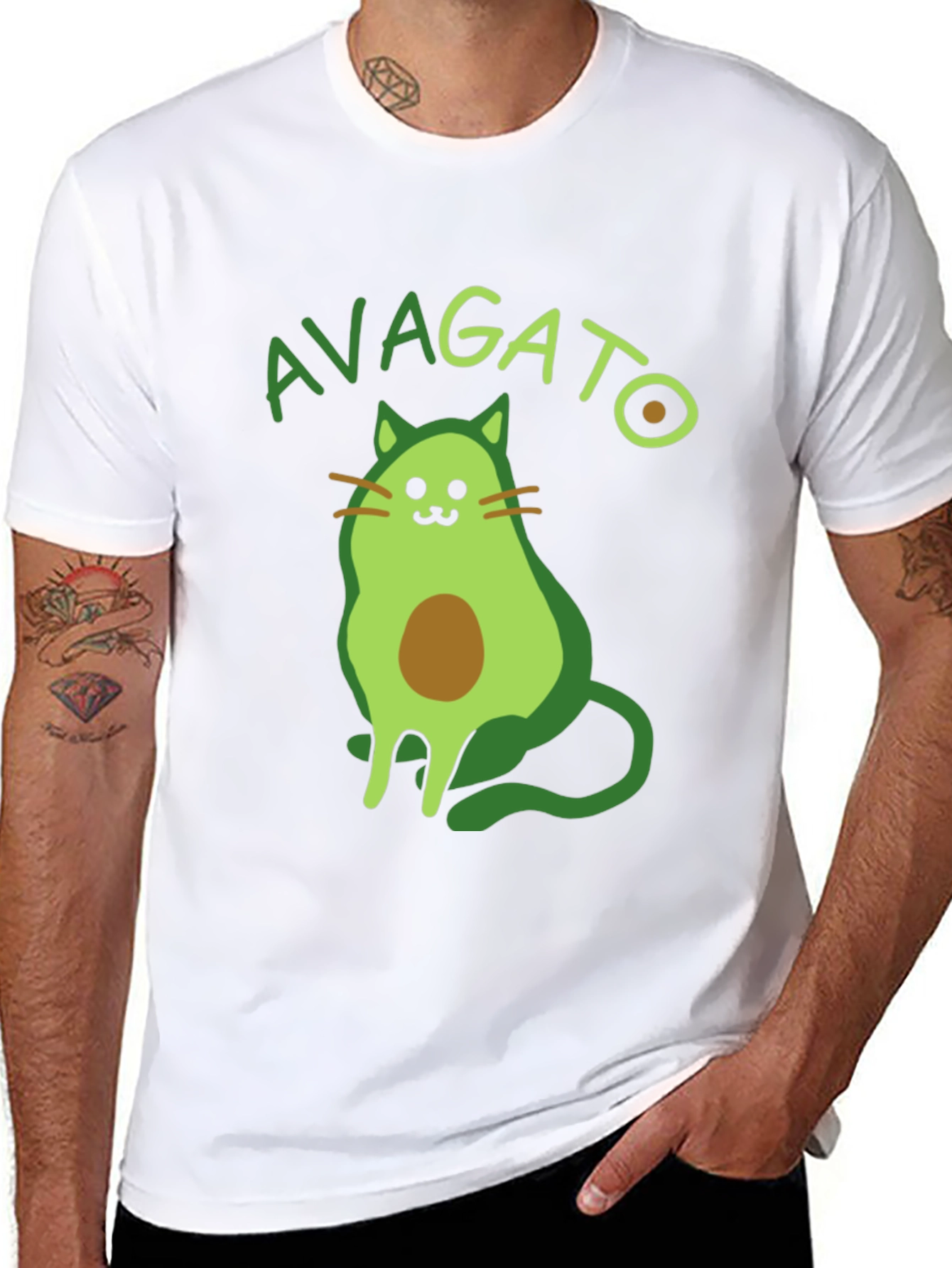 Avagato T-Shirt - Avocado Cat Graphic Tee