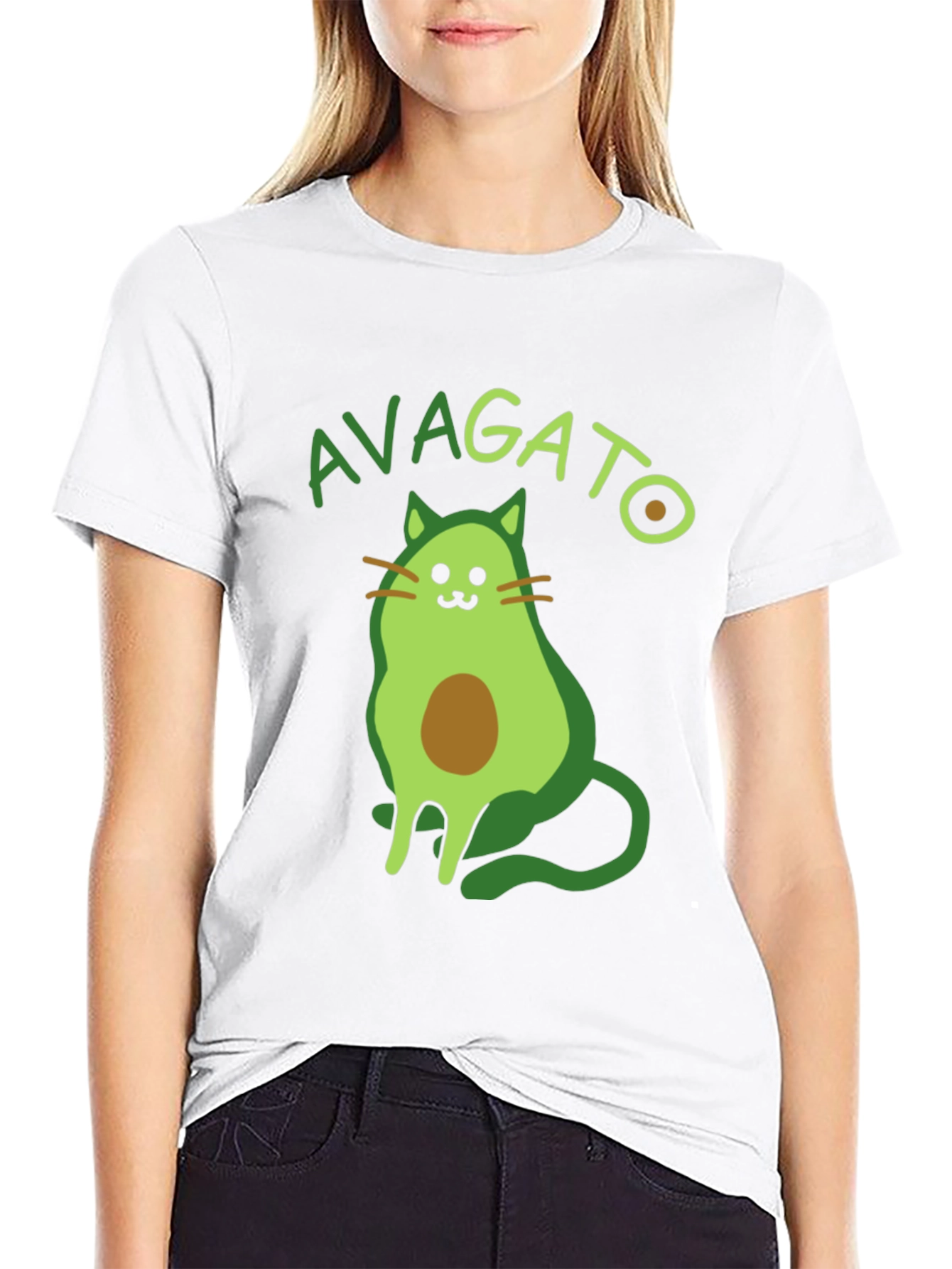 Avagato T-Shirt - Avocado Cat Graphic Tee