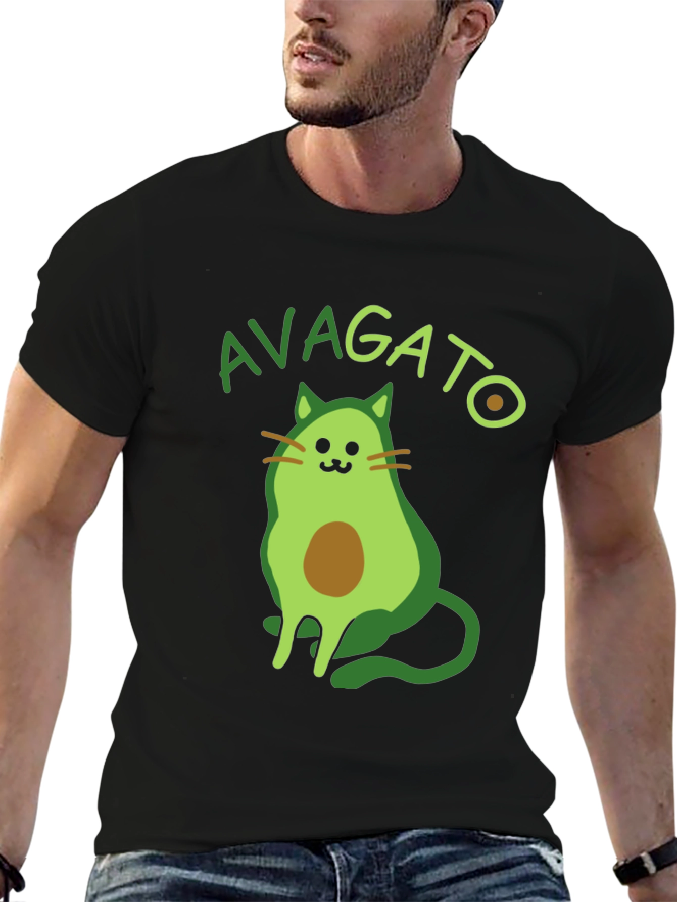 Avagato T-Shirt - Avocado Cat Graphic Tee