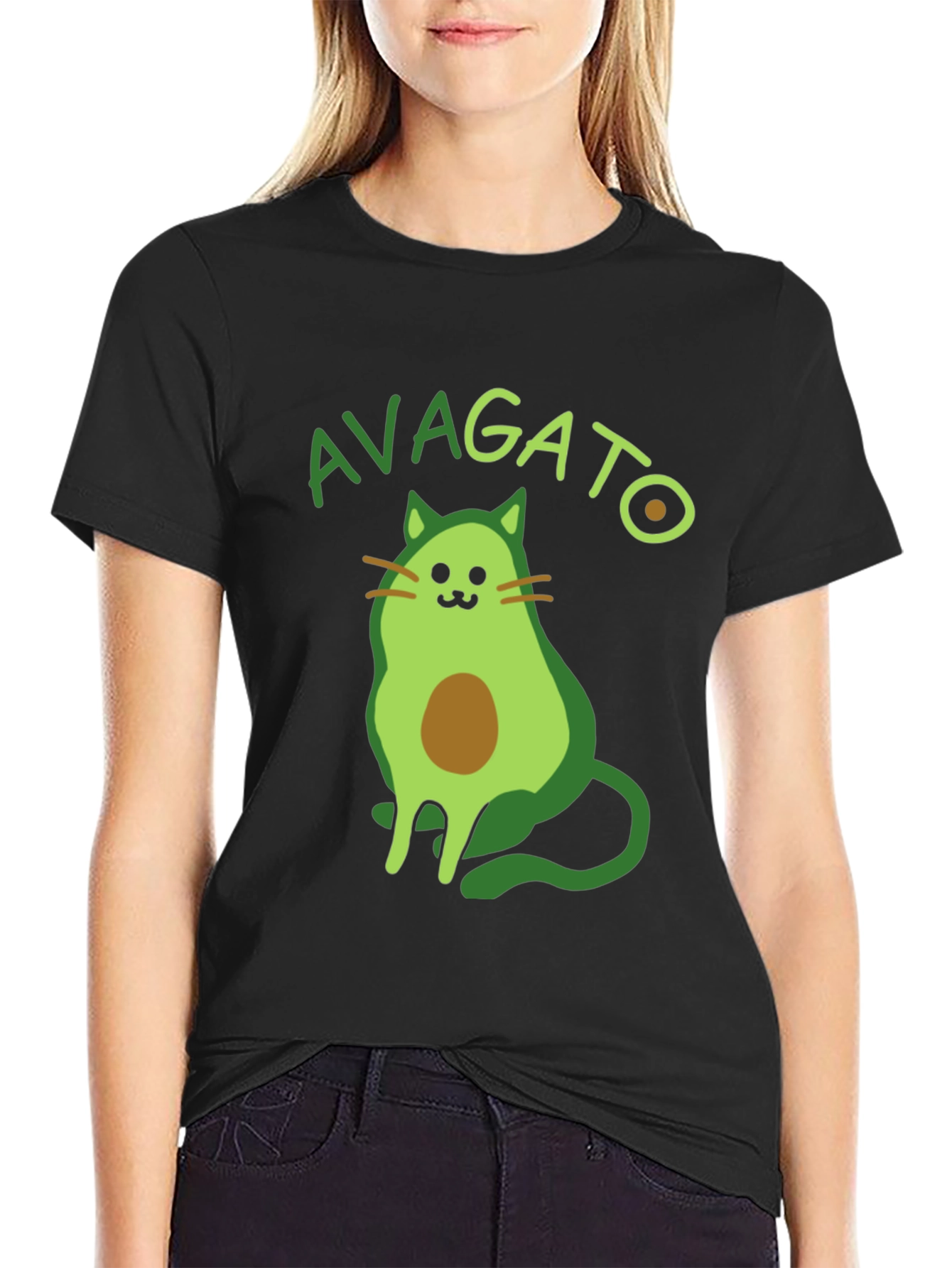 Avagato T-Shirt - Avocado Cat Graphic Tee