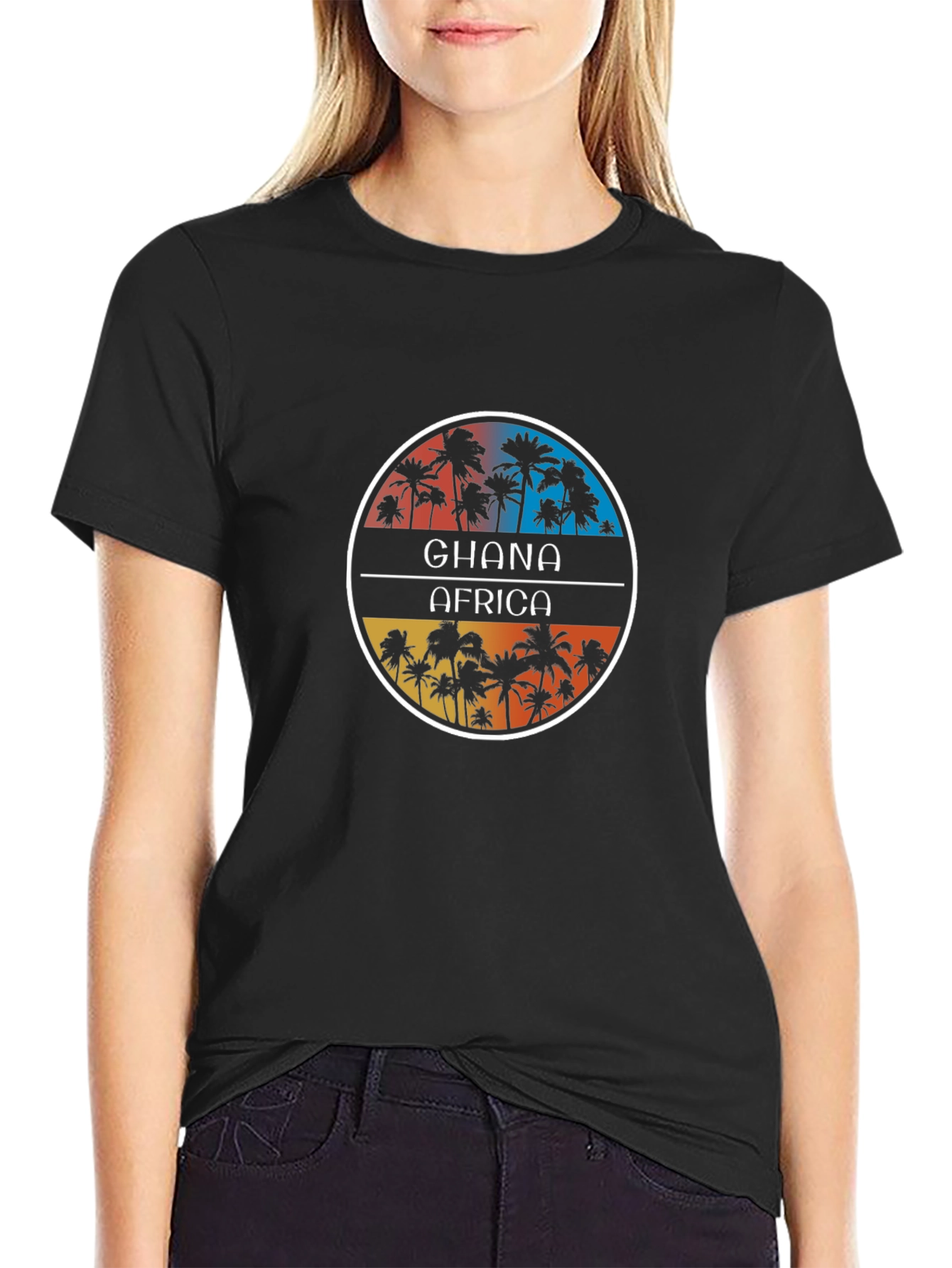 Ghana Africa Palm Tee - Tropical Graphic T-Shirt