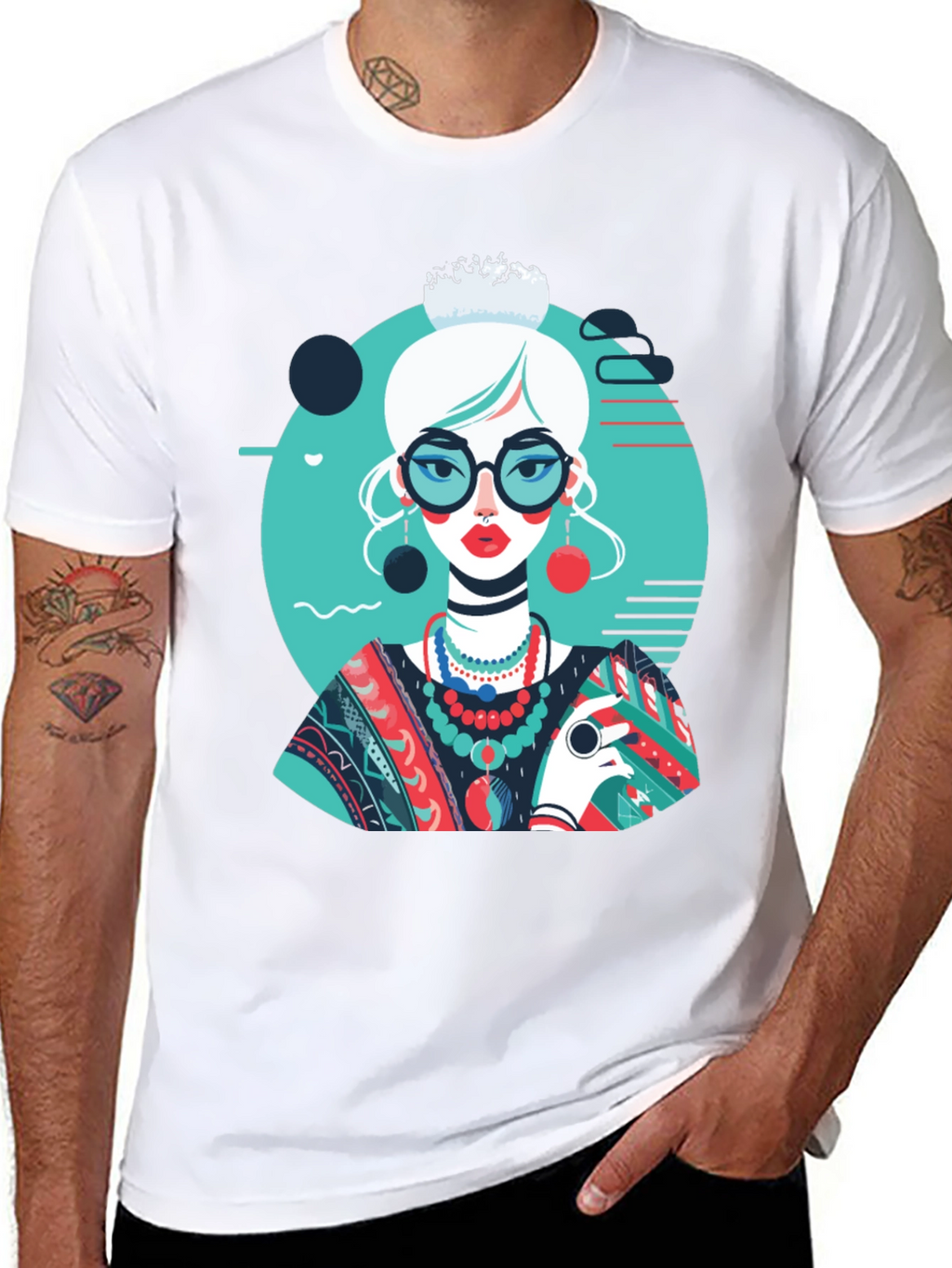 Artsy Woman Graphic T-Shirt - Modern Art Style